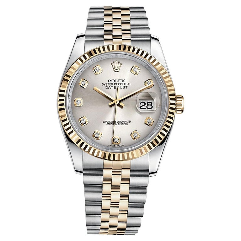 Rolex Datejust Gold/Steel Dial with Diamond Marker Oyster Perpetual Watch  116233 For Sale at 1stDibs