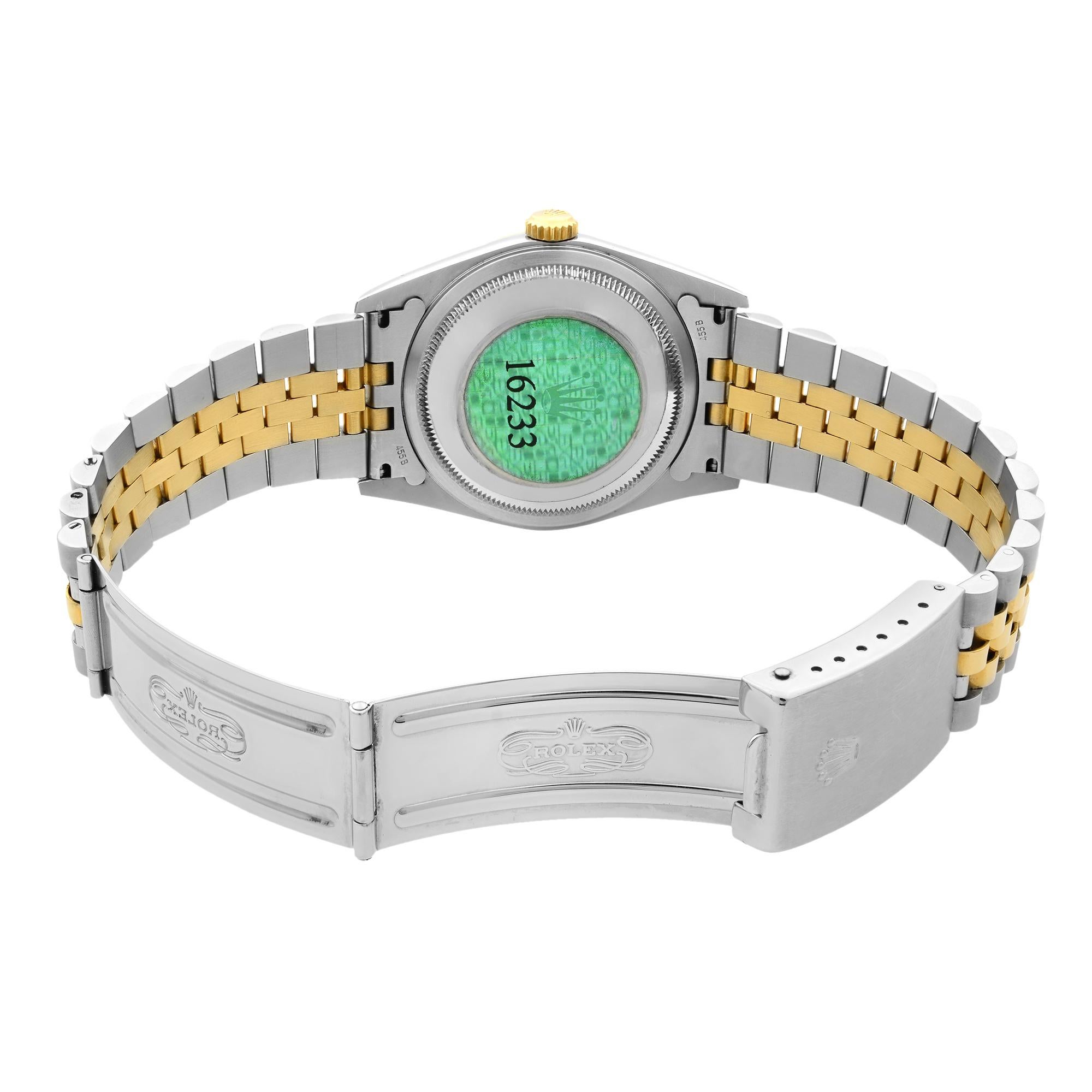 Rolex Datejust Gold Steel No Holes Tapestry Dial Automatic Men's Watch 16233 2