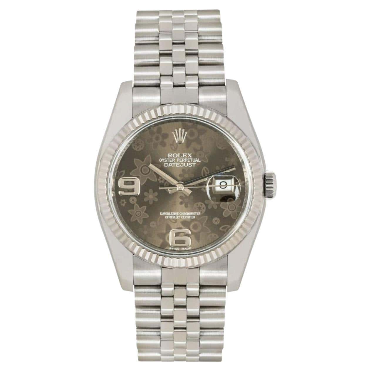 Rolex Grey Rolex Datejust Grey Floral Dial Watch For Sale at 1stDibs | rolex ...