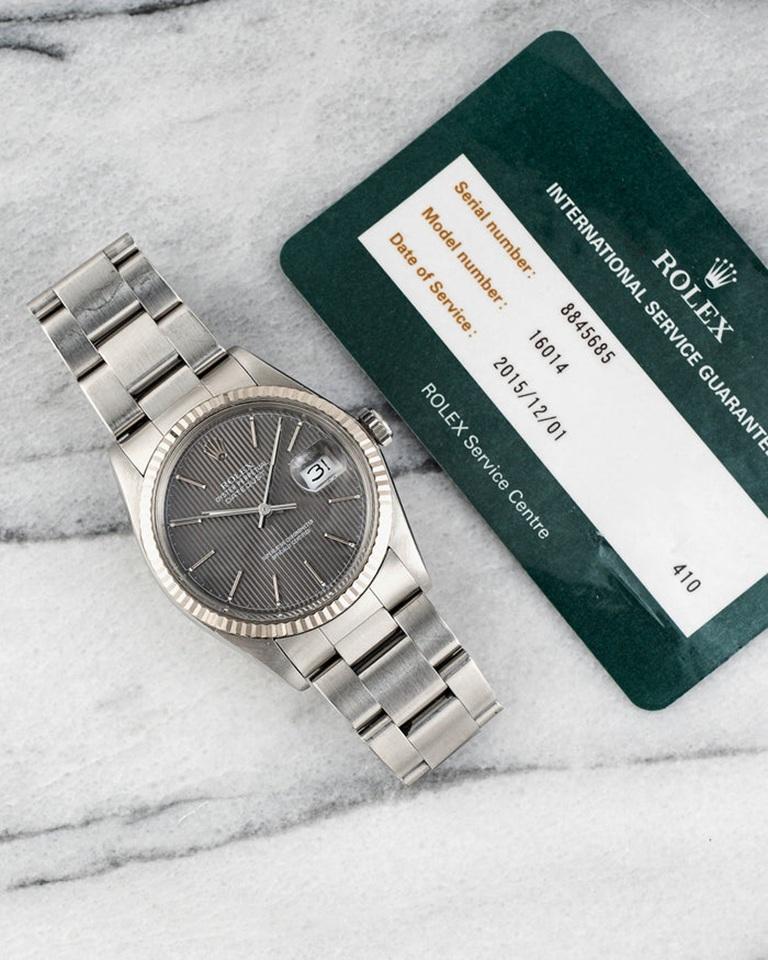 da uomo o donna Rolex Datejust Grey Tapestry Watch in oro bianco, anni '80 in vendita