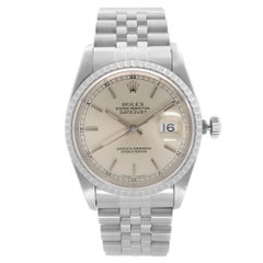 Rolex Datejust Fori Acciaio Quadrante Argento Orologio Automatico Uomo 16220