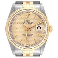 Rolex Datejust Houndstooth Dial Steel Yellow Gold Mens Watch 16233