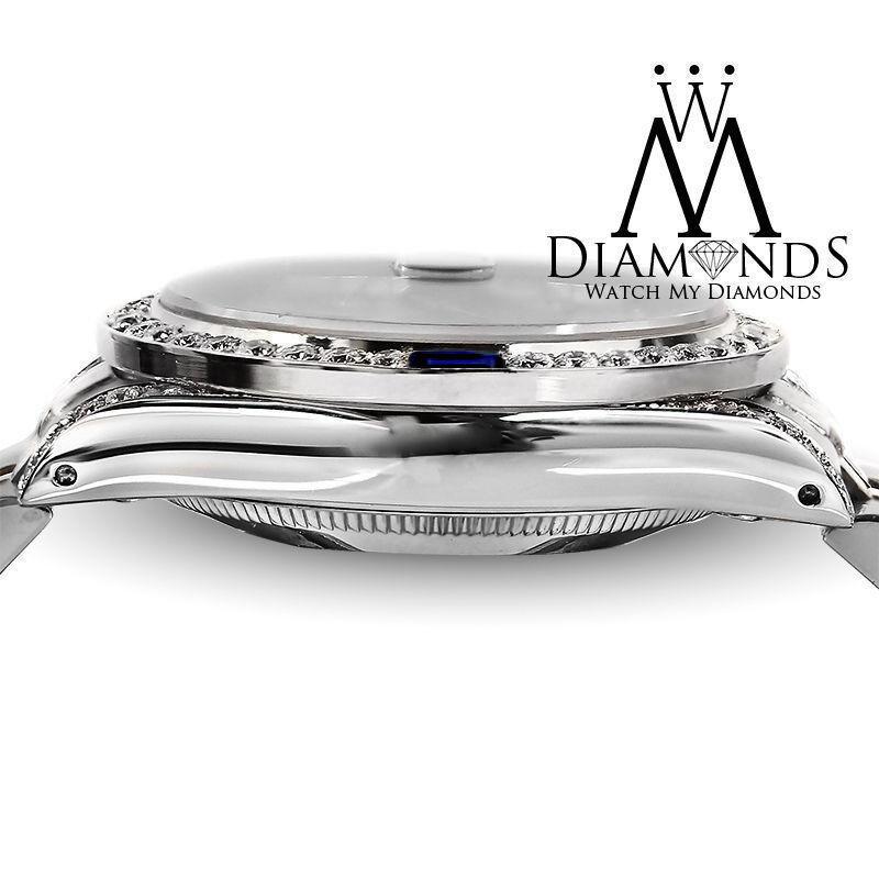 Rolex 36mm Datejust Ice Blue String Diamond Dial with Blue Sapphire & Diamond Bezel SS Watch 16014

