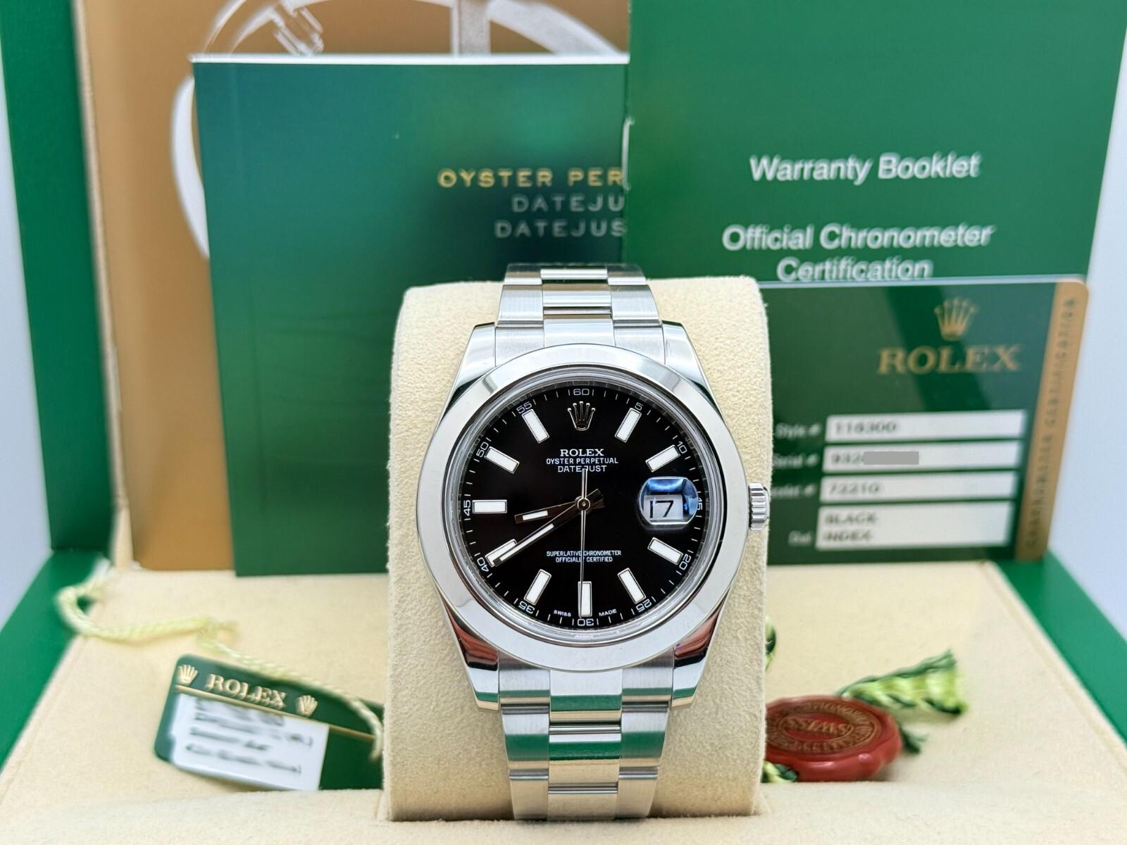 Rolex Datejust II 116300 41mm Quadrante Nero Acciaio Inox Scatola 2013 in vendita 6