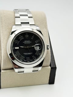 Rolex Datejust II 116300 41mm Black Roman Stainless Steel Box Paper 2015