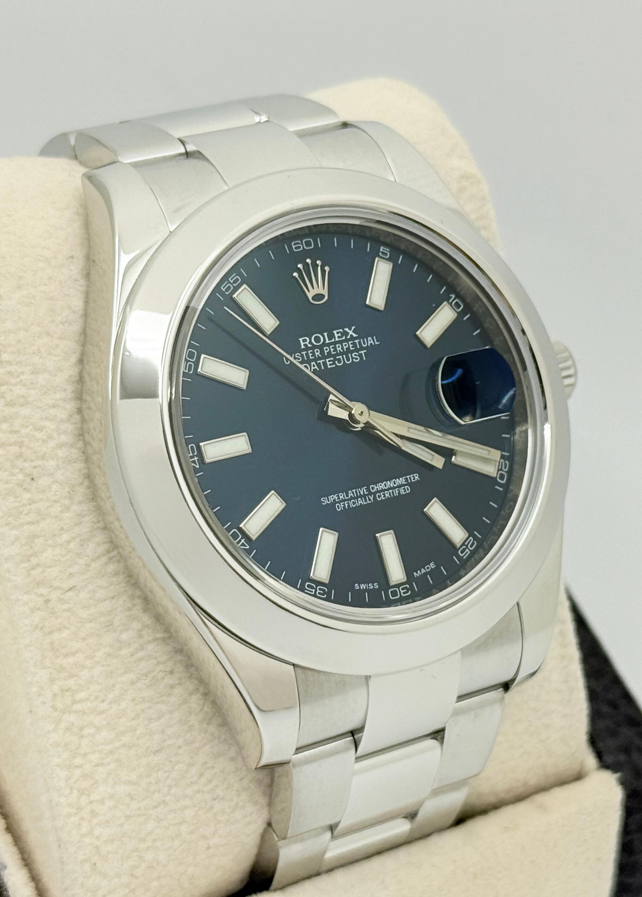Rolex Datejust II 116300 41mm Quadrante blu Scatola in acciaio inossidabile in vendita 1