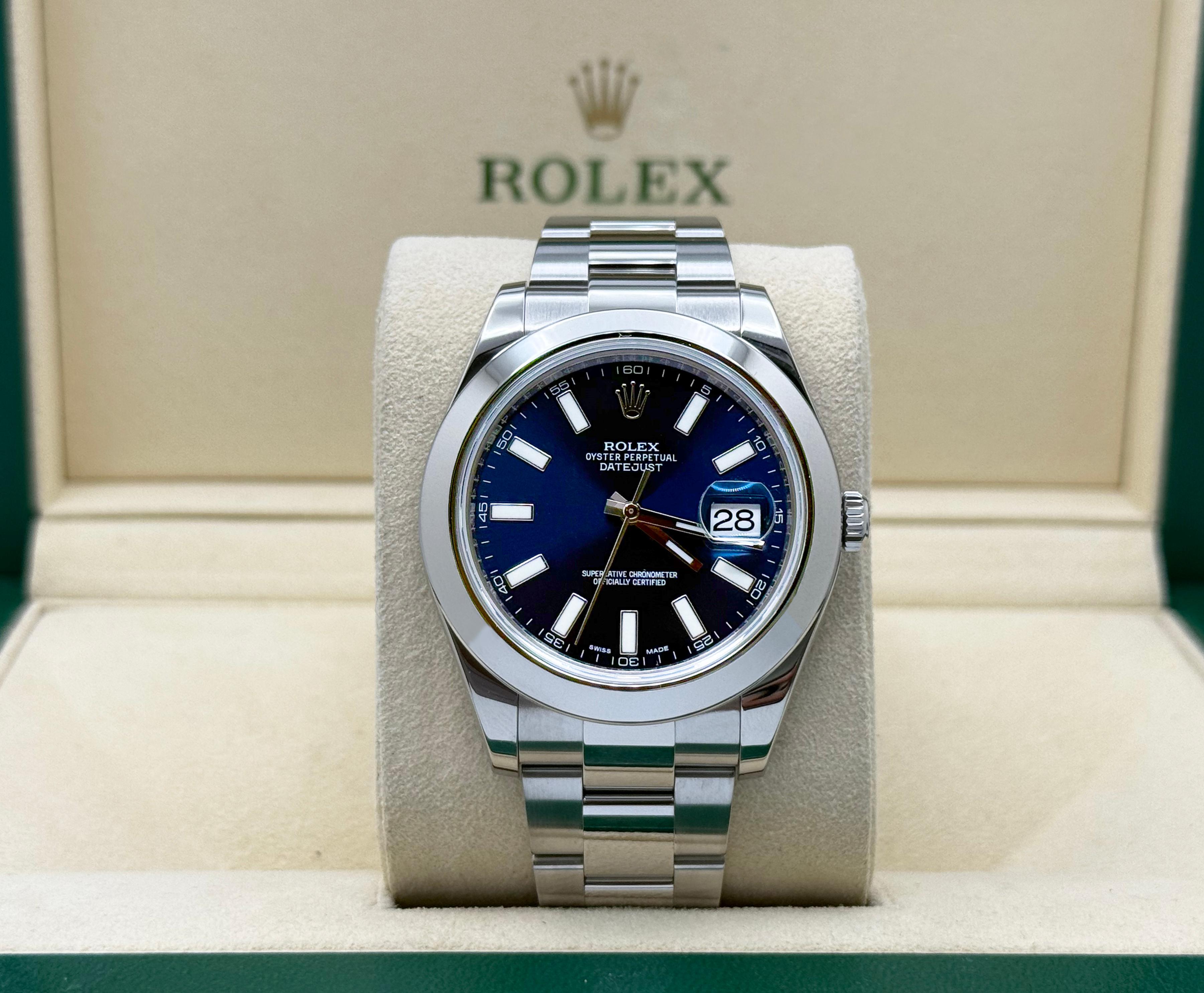 Rolex Datejust II 116300 41mm Quadrante blu Scatola in acciaio inossidabile in vendita 2