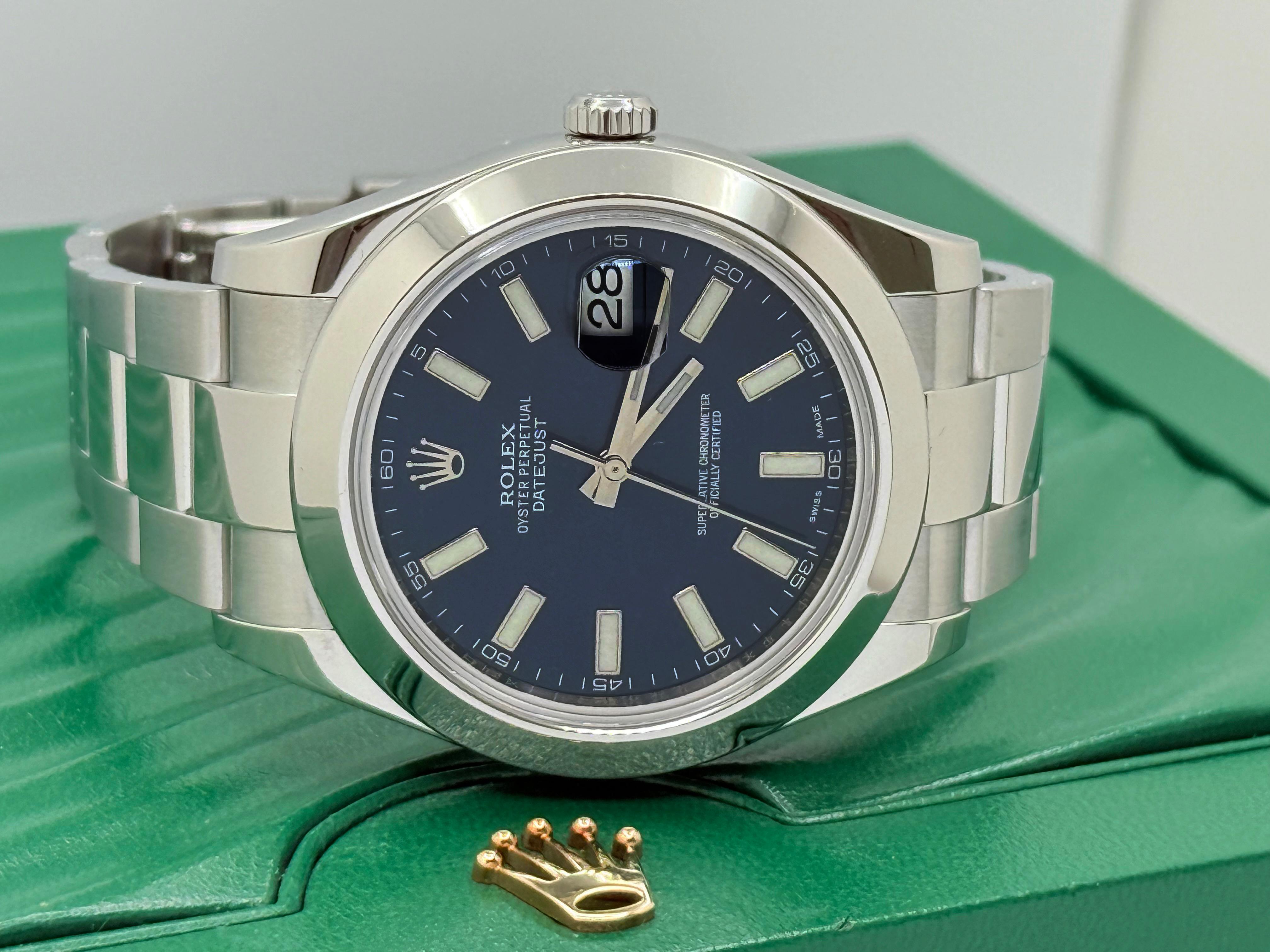 Rolex Datejust II 116300 41mm Quadrante blu Scatola in acciaio inossidabile in vendita 3