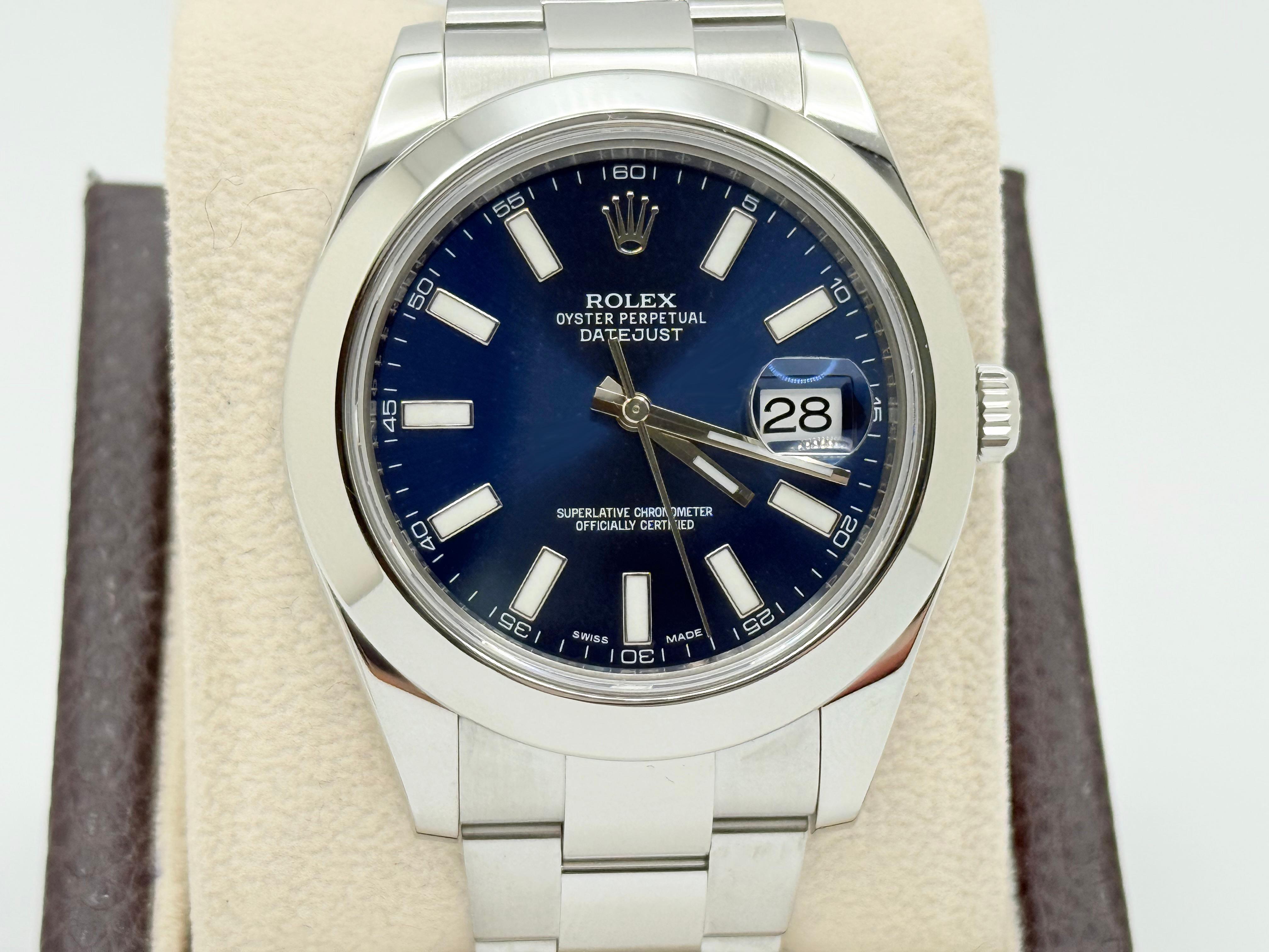 Rolex Datejust II 116300 41mm Quadrante blu Scatola in acciaio inossidabile in vendita 4