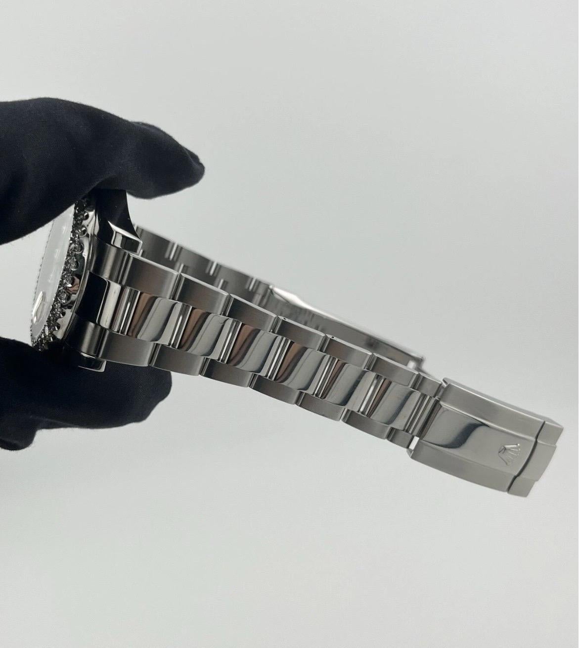 Rolex Datejust II 116300 4.50ct Diamonds Bezel White MOP Dial Stainless Steel For Sale 6