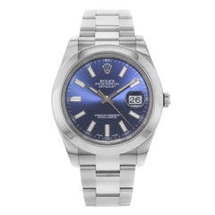 Rolex Datejust II 116300 Blio Blue Index Dial Steel Automatic Men's Watch