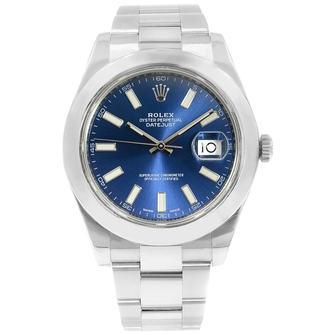 Rolex Datejust II 116300 Blue Stick Dial Steel Automatic Men’s Watch