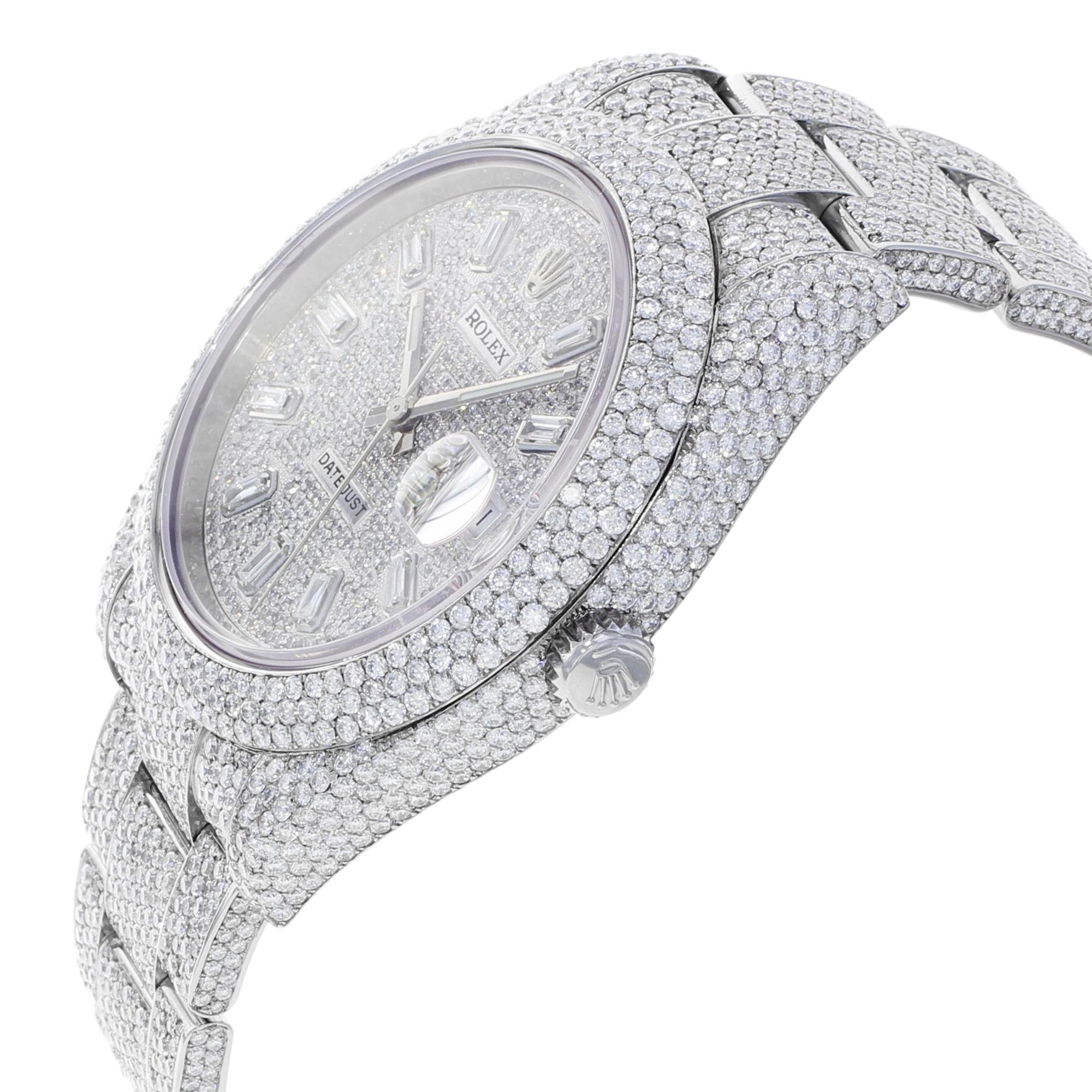 Modern Rolex Datejust II 116300 Custom Diamonds 30cts 2008 Steel Automatic Men’s Watch