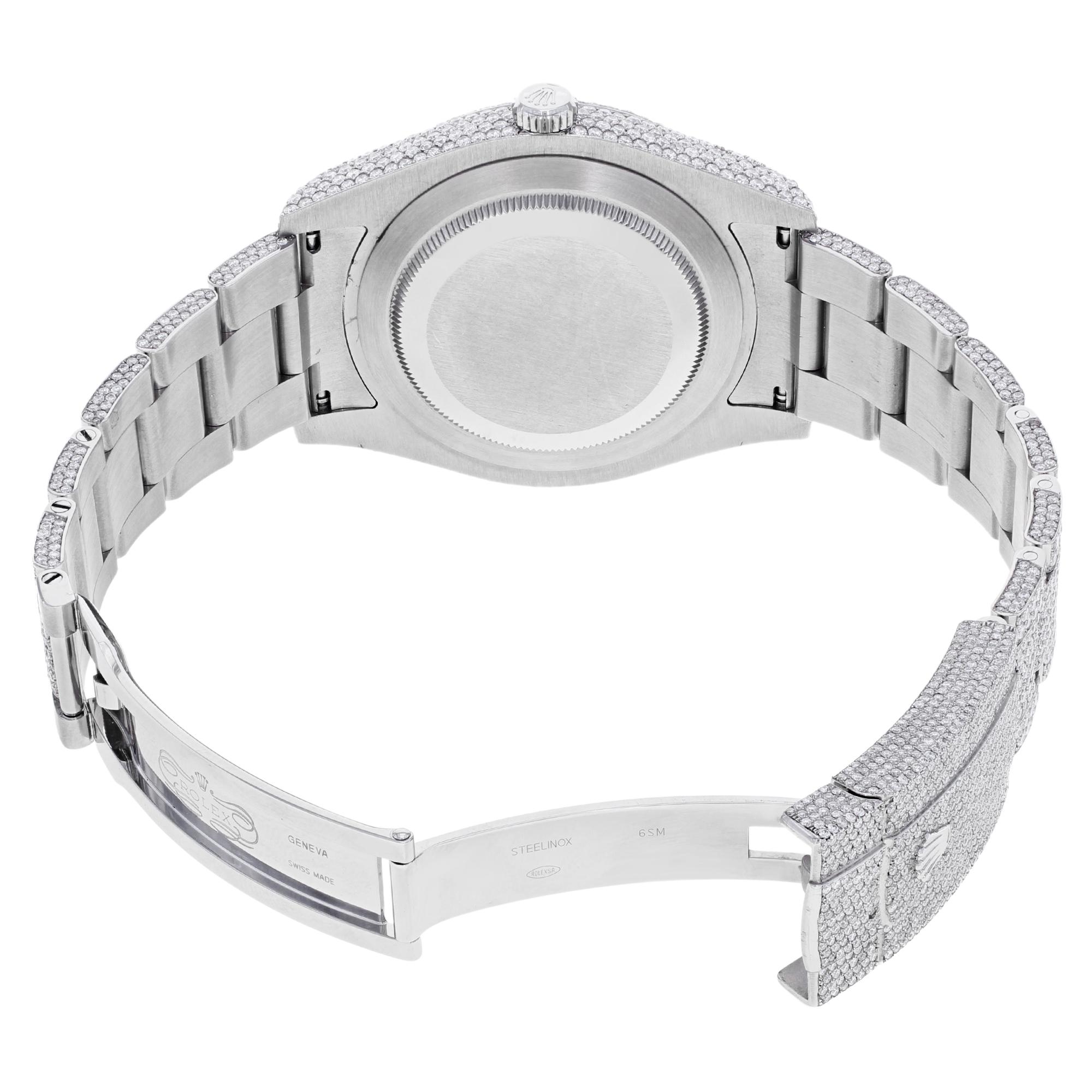 Rolex Datejust II 116300 Custom Diamonds 30cts 2008 Steel Automatic Men’s Watch In Excellent Condition In New York, NY