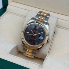 Rolex Datejust II 116333 18K Yellow Gold Steel Roman Black Dial Watch