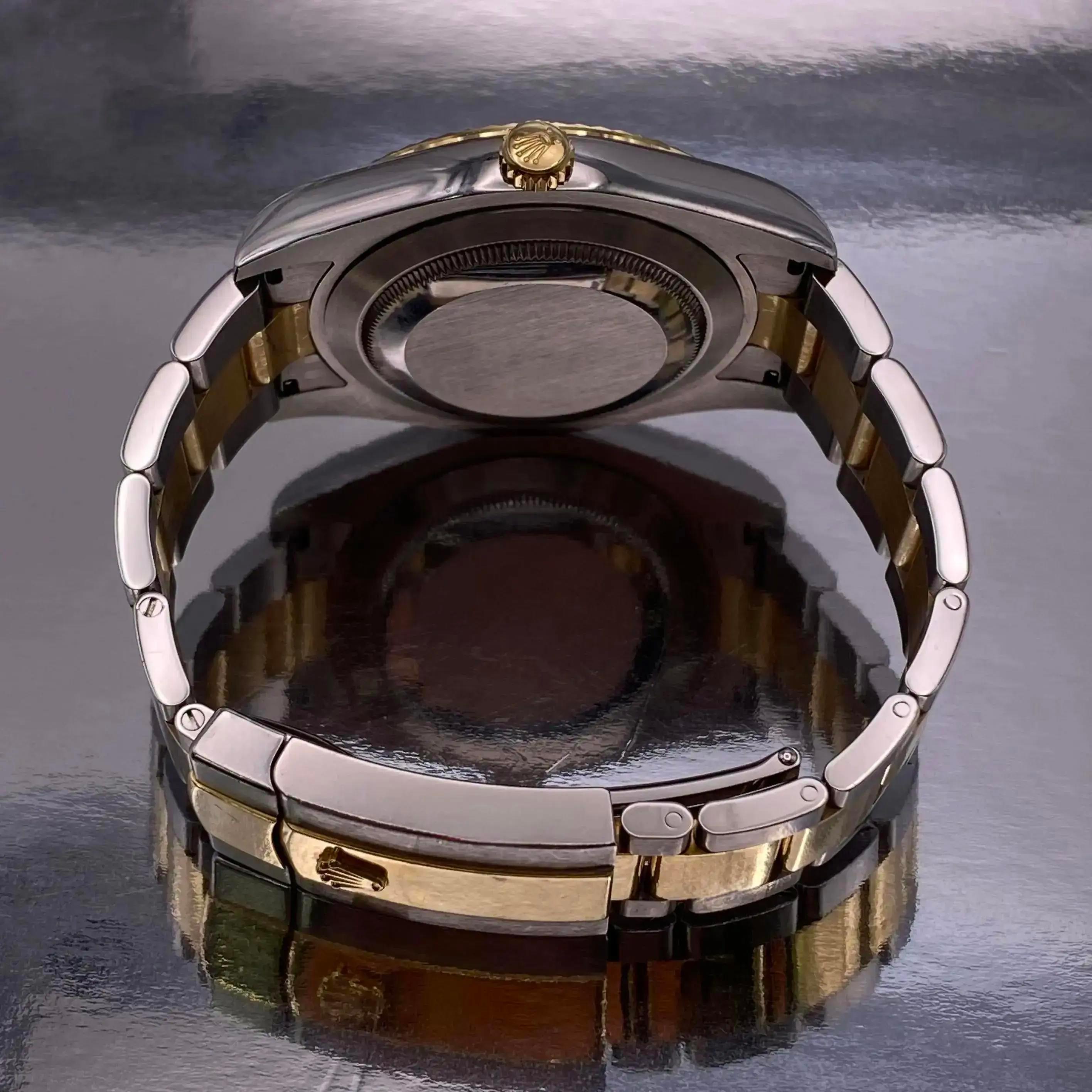 Uomo Rolex Datejust II 116333 18K Yellow Gold Steel Roman Black Dial Watch in vendita