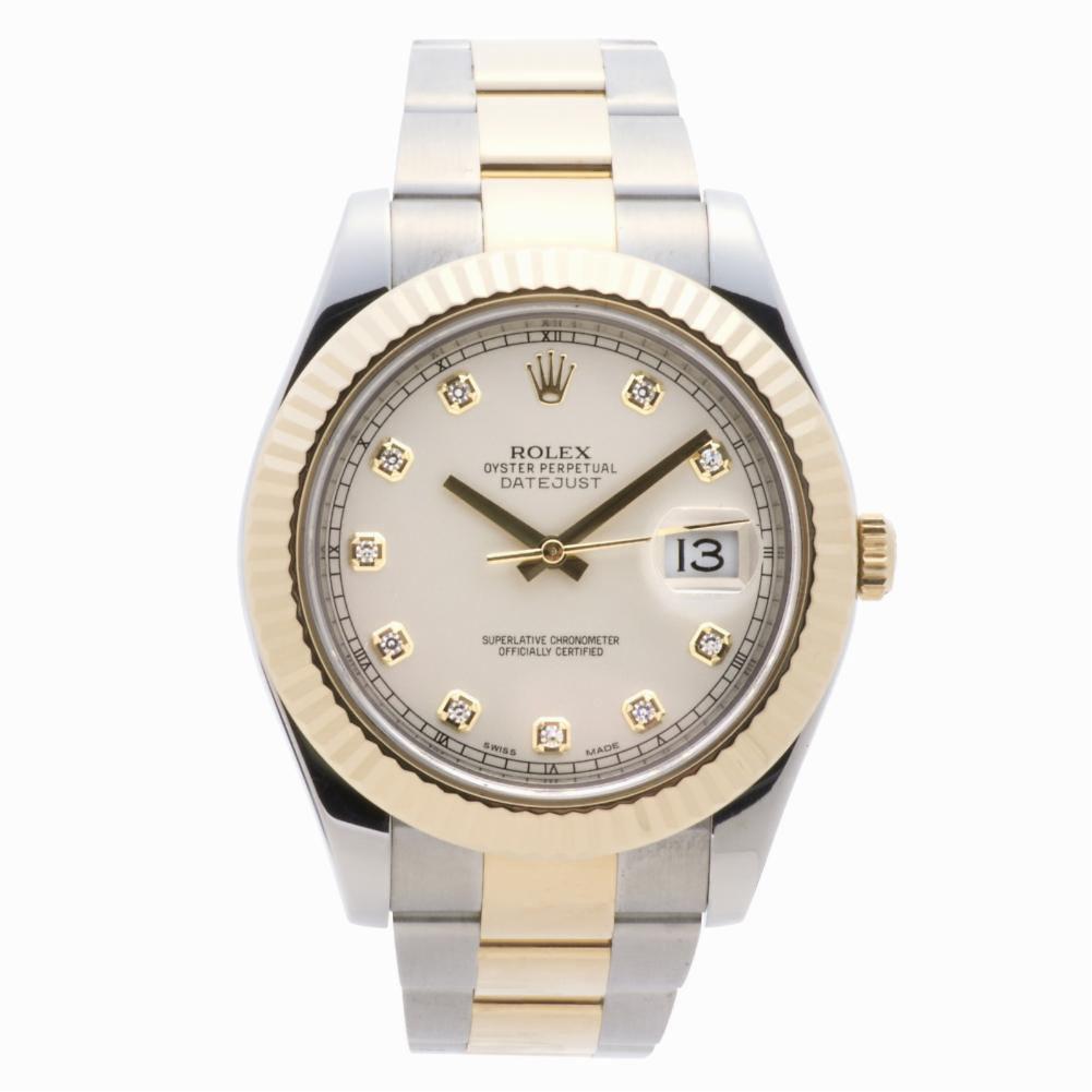 Rolex Datejust II 116333, Beige Dial, Certified and Warranty In Excellent Condition For Sale In Miami, FL