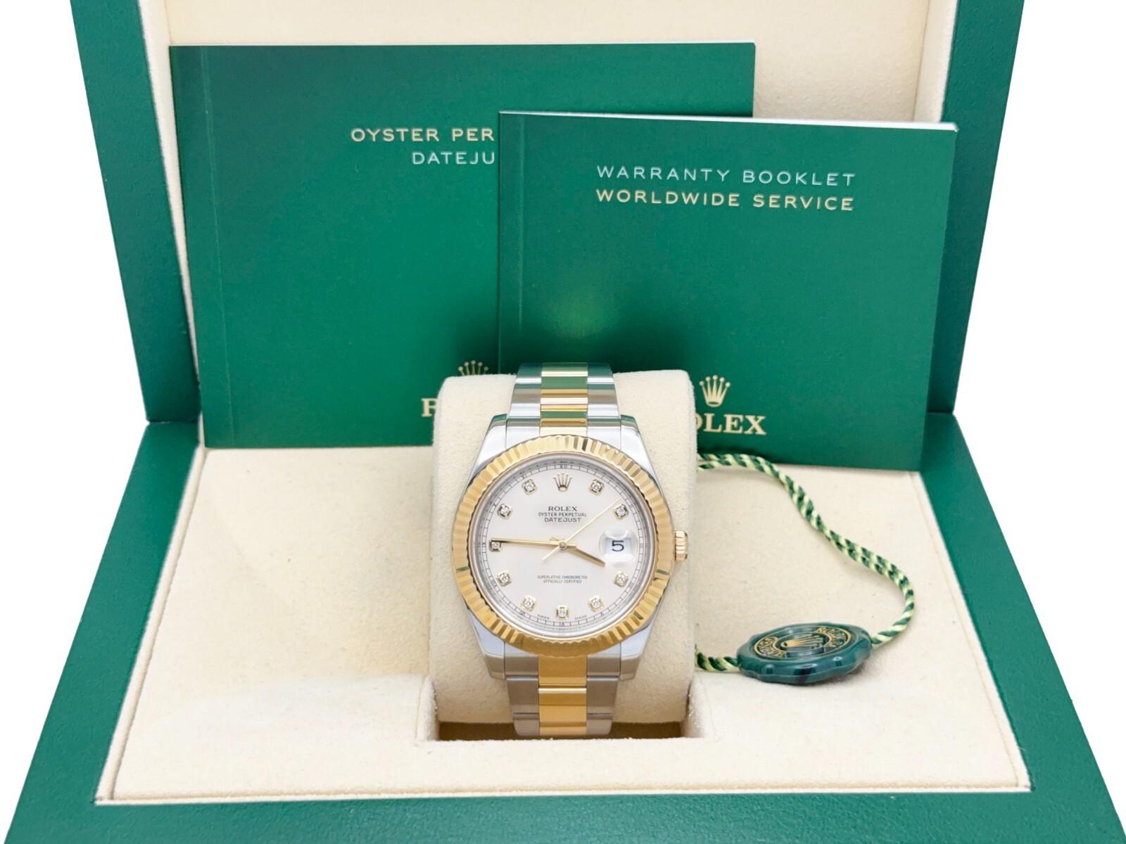Rolex Datejust II 116333 41mm Cadran Diamant Or Jaune 18K Acier Boîte Livret Unisexe en vente