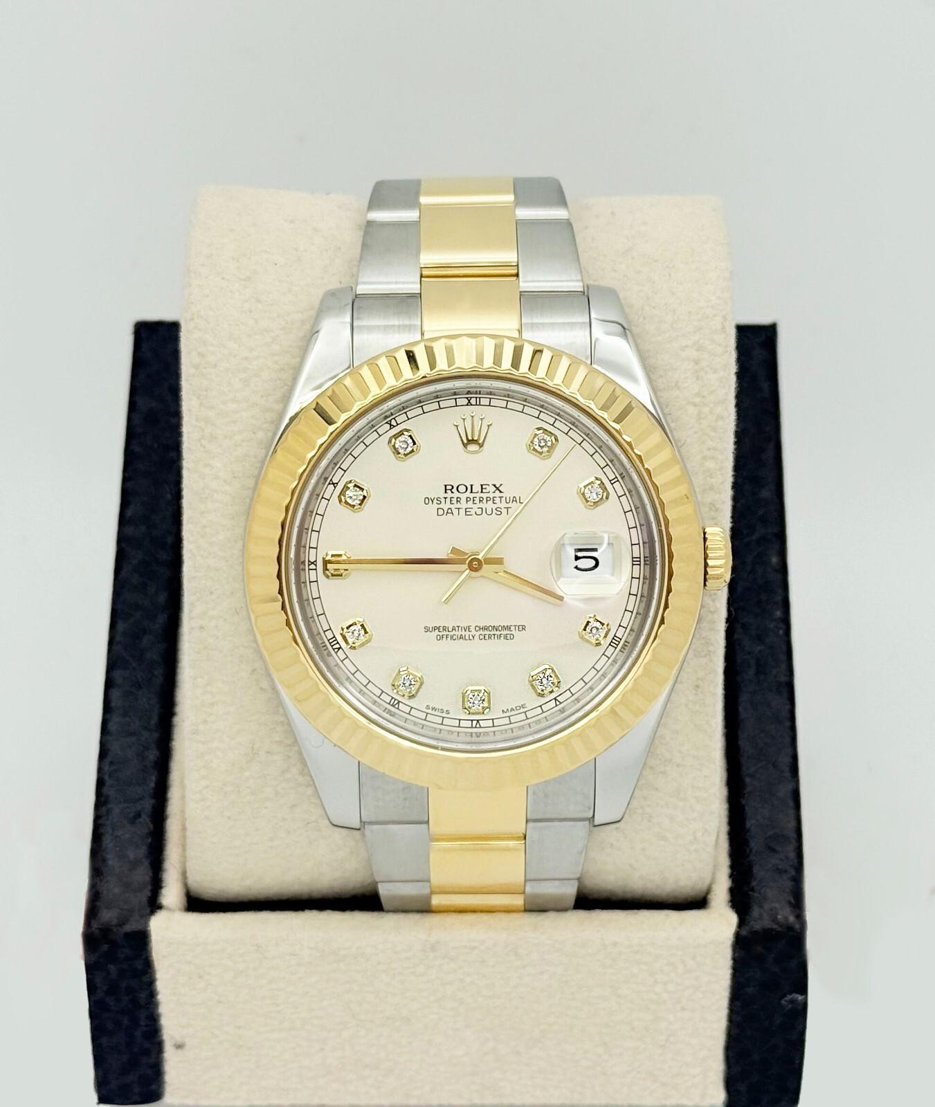 Rolex Datejust II 116333 41mm Cadran Diamant Or Jaune 18K Acier Boîte Livret