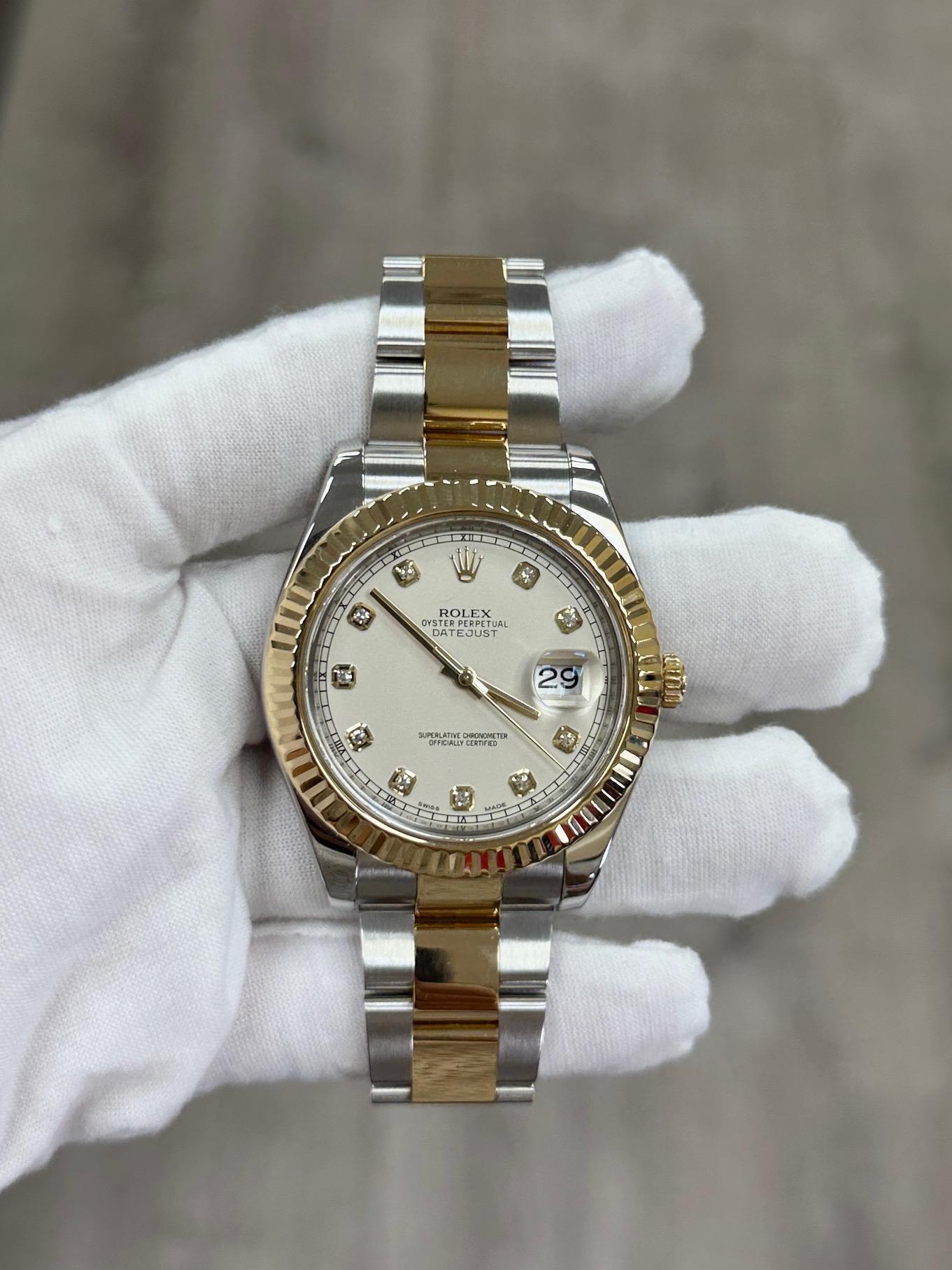 Rolex Datejust II 116333 41mm Esfera Diamante Marfil Oro Amarillo 18K Acero Inoxidable en venta 1