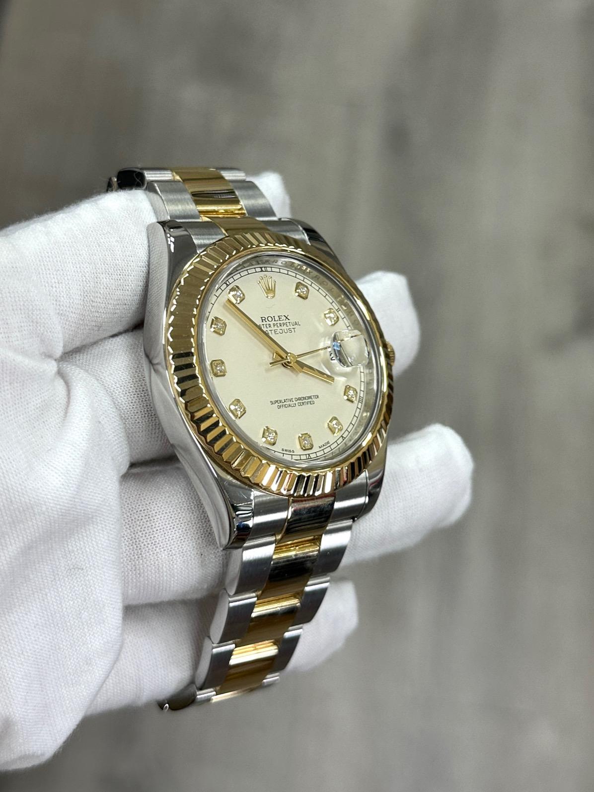 Rolex Datejust II 116333 41mm Esfera Diamante Marfil Oro Amarillo 18K Acero Inoxidable en venta 3