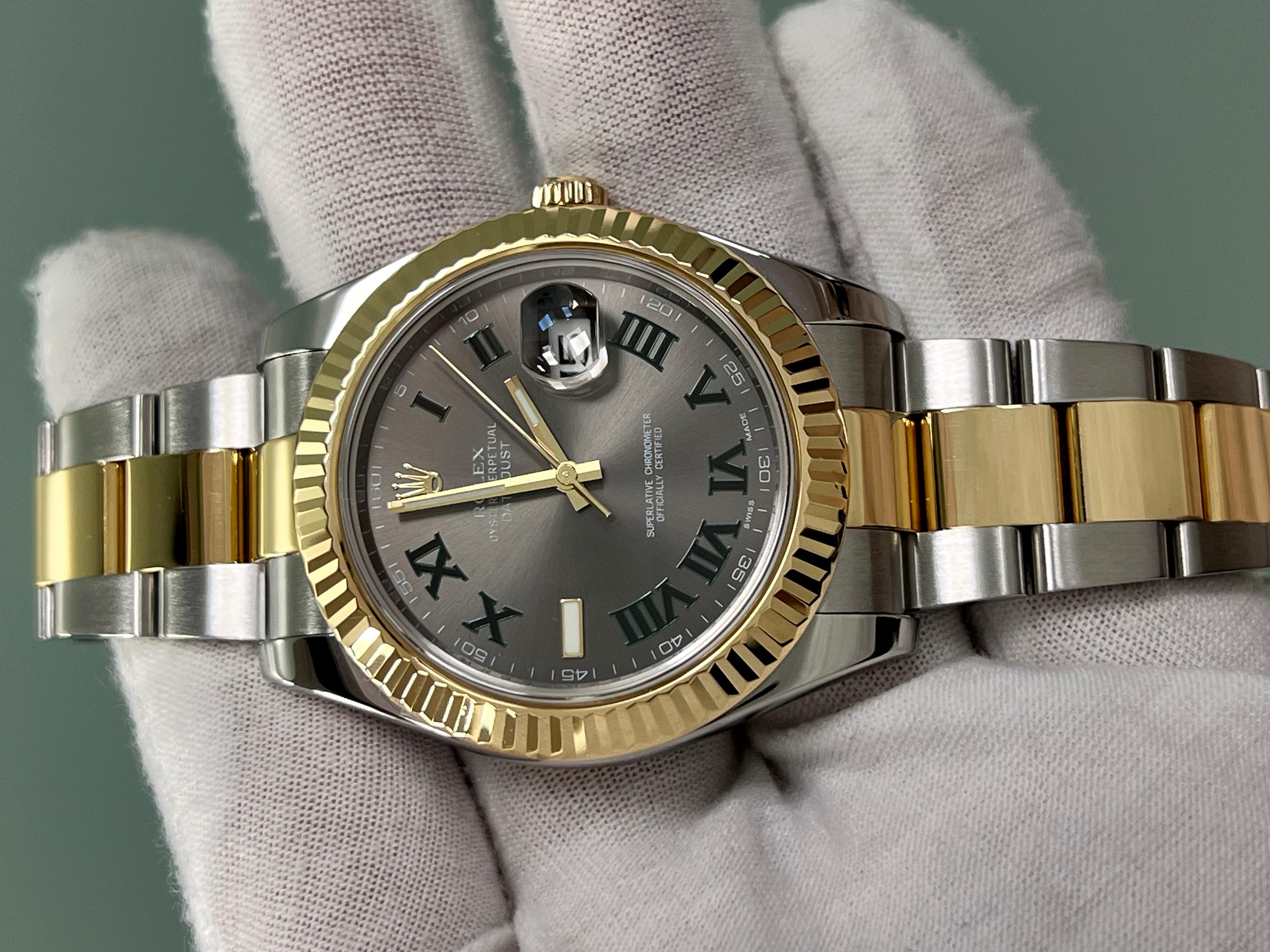 Rolex Datejust II 116333 41mm Slate Wimbledon 18K Yellow Gold Stainless Steel 8