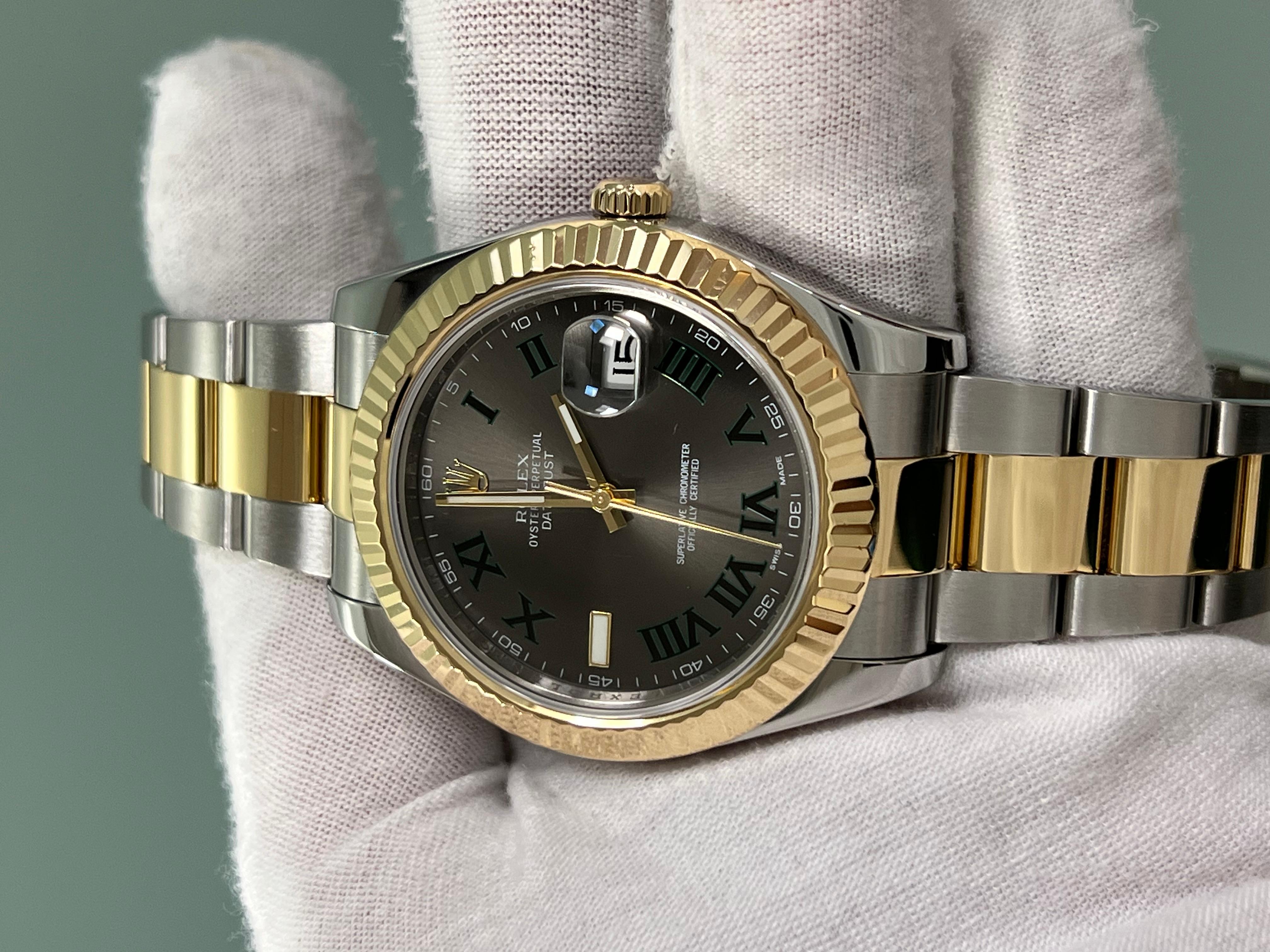 Rolex Datejust II 116333 41mm Slate Wimbledon 18K Yellow Gold Stainless Steel 9