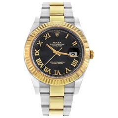 Rolex Datejust II 116333 Black Roman Dial Steel 18 Karat Gold Automatic Watch