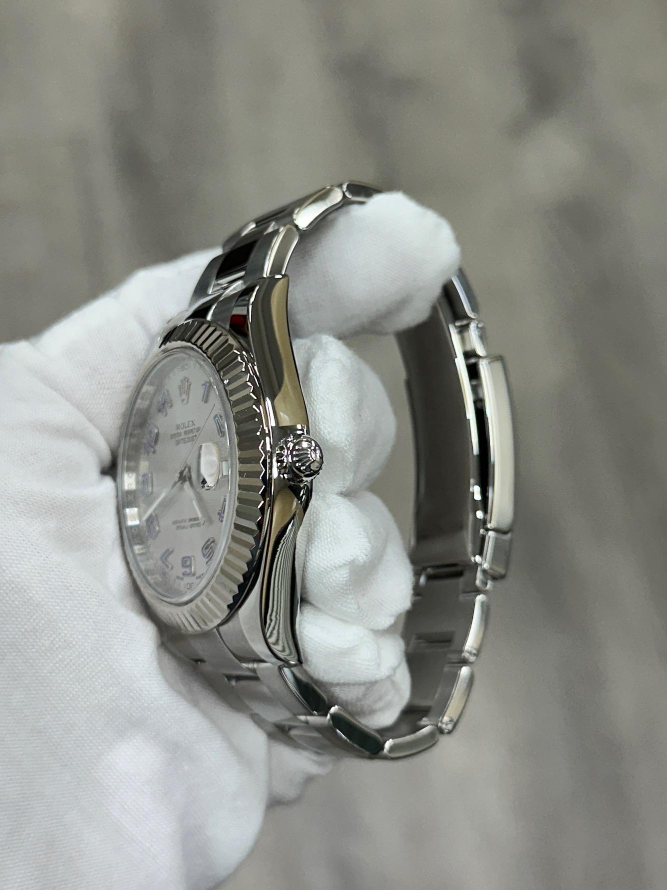 Rolex Datejust II 116334 41mm Silver Arabic Dial Steel 18K White Gold Bezel For Sale 5