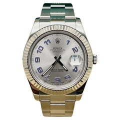 Rolex Datejust II 116334 41mm Silver Arabic Dial Steel 18K White Gold Bezel
