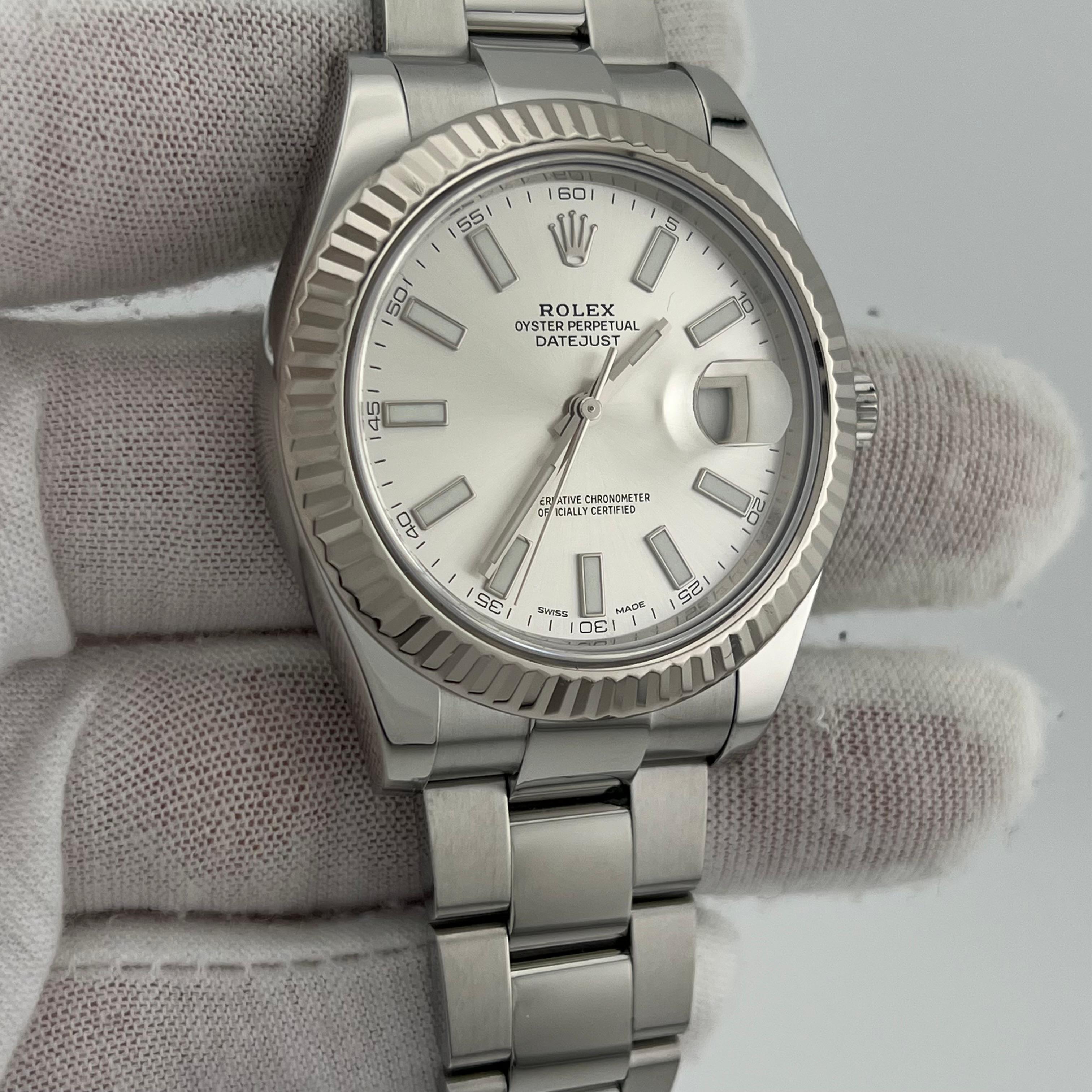 Men's Rolex Datejust II 116334 41mm Silver Dial Stainless Steel Box Paper