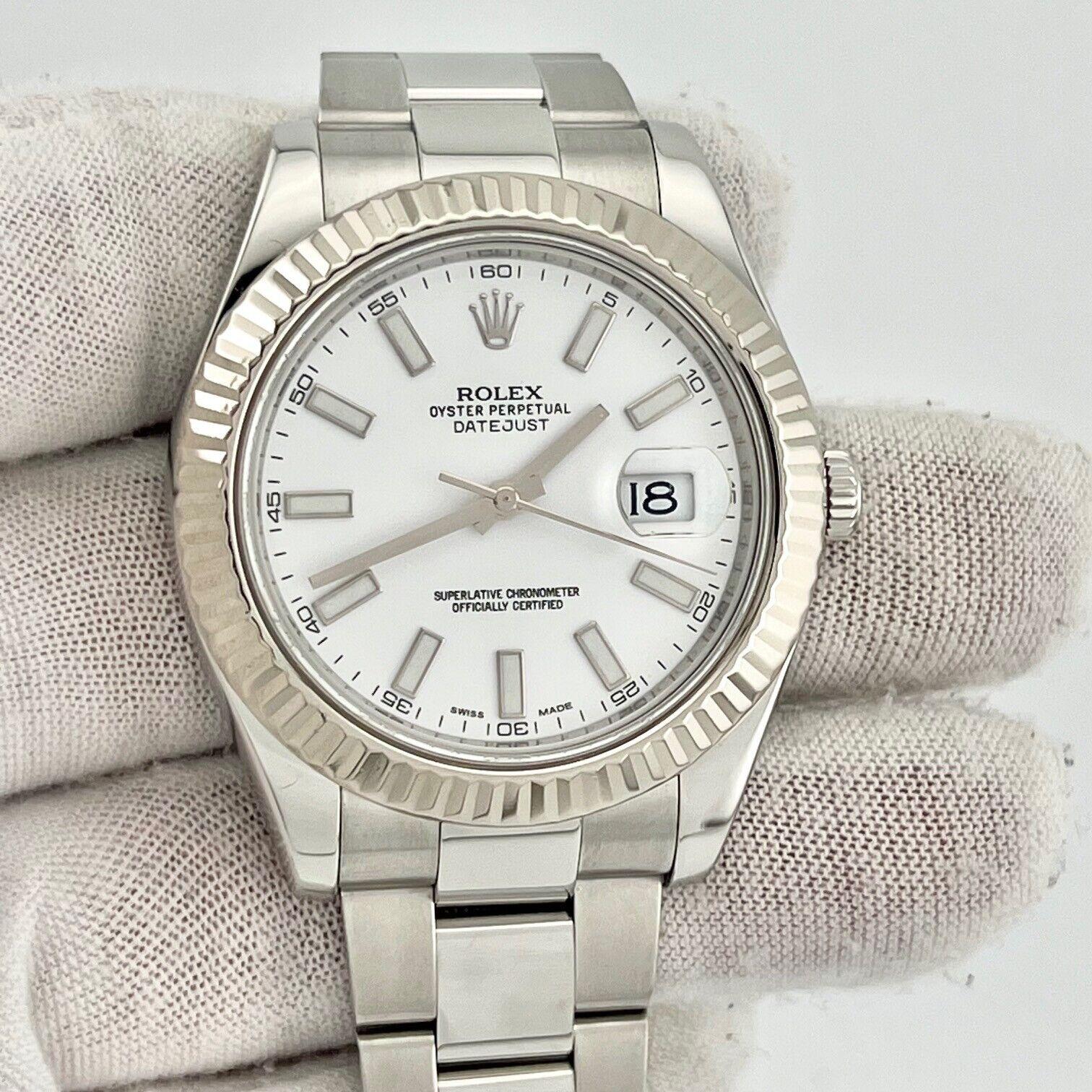 Rolex Datejust II 116334 41mm White Dial Stainless Steel Box Paper In Excellent Condition For Sale In San Diego, CA