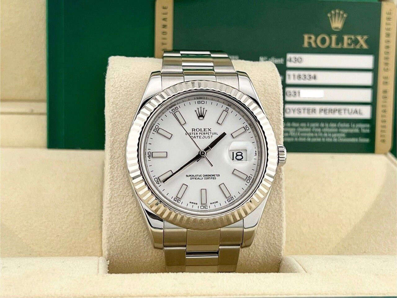 Rolex Datejust II 116334 41mm White Dial Stainless Steel Box Paper For Sale 3