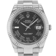 Rolex Datejust II 116334 Black Roman Dial Steel 18 Karat Gold Automatic Watch
