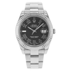 Rolex Datejust II 116334 Black Roman Dial Steel 18 Karat Gold Automatic Watch