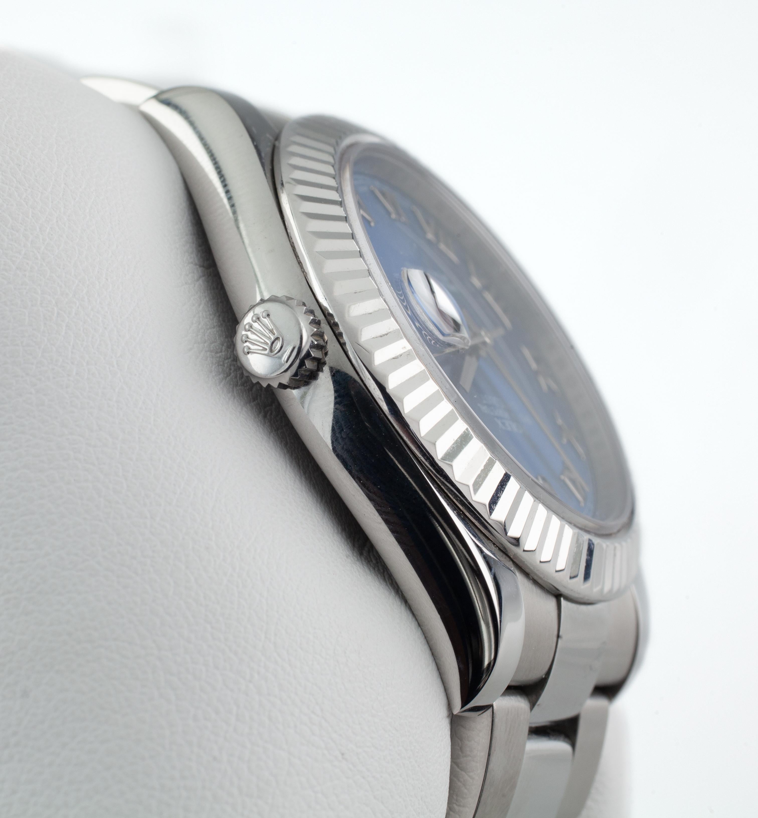 Rolex Datejust II 116334 Stainless Steel Men's Watch Blue Roman Dial Watch In Good Condition In Sherman Oaks, CA