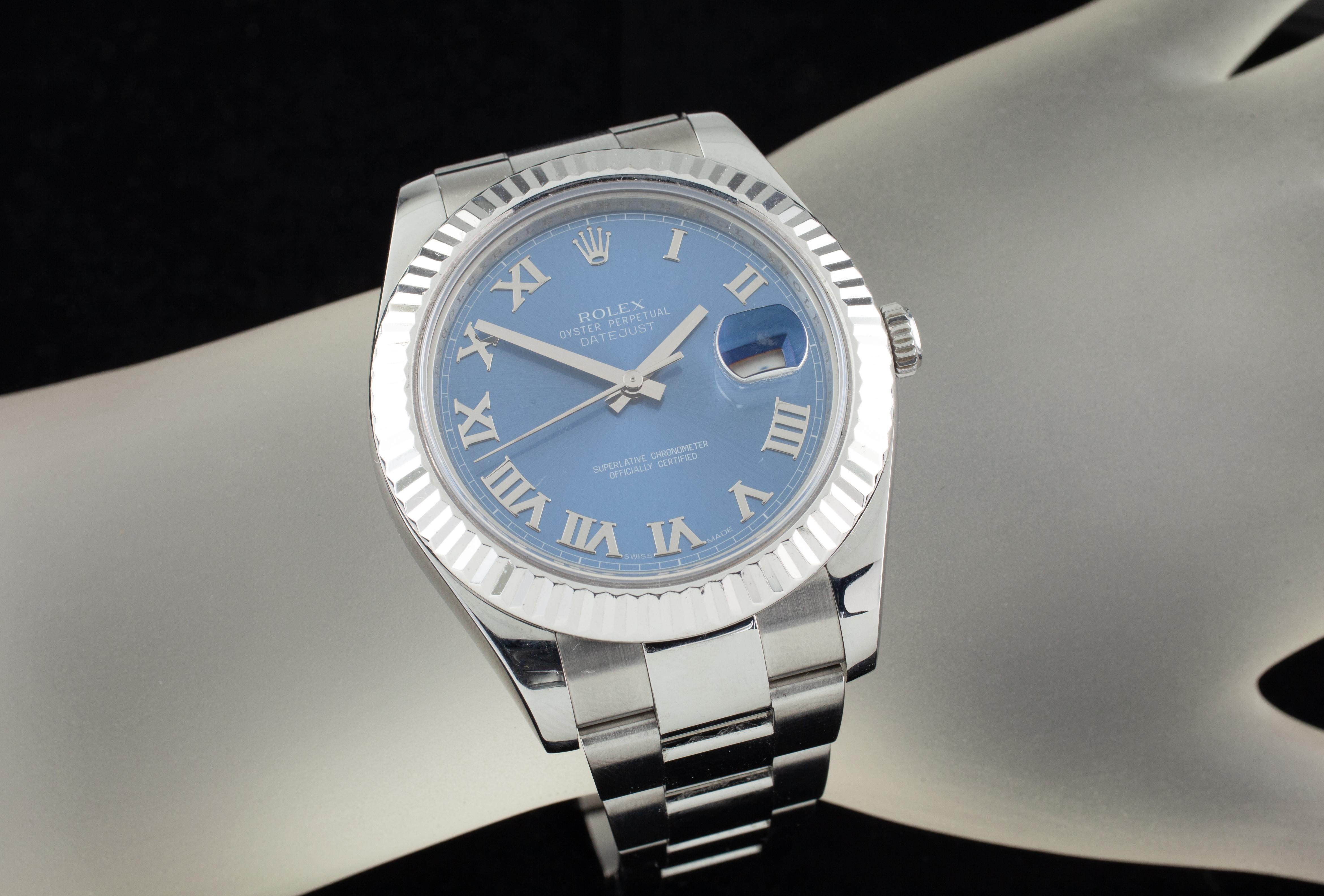 Rolex Datejust II 116334 Stainless Steel Men's Watch Blue Roman Dial Watch 1