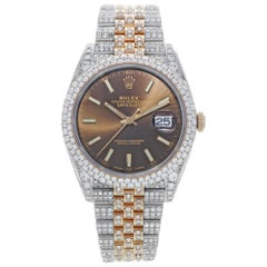 Rolex Datejust II 126331 Custom Diamond 18 Carat Brown Sticks Dial Men’s Watch