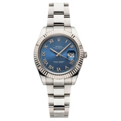 Rolex Datejust II 18K White Gold Automatic Blue Roman Numeral Dial 41mm