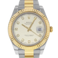 Rolex Montre Datejust II en or jaune 18 carats, acier, diamants crèmes et cadran 116333