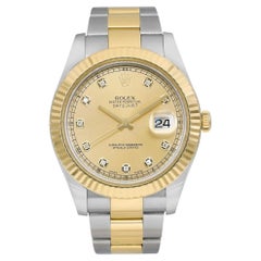 Rolex Datejust II 18k Yellow Steel Steel Diamond Champagne Dial Men Watch 116333