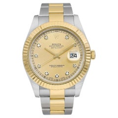 Rolex Datejust II 18K Yellow Steel Steel Diamond Champagne Dial Men Watch 116333