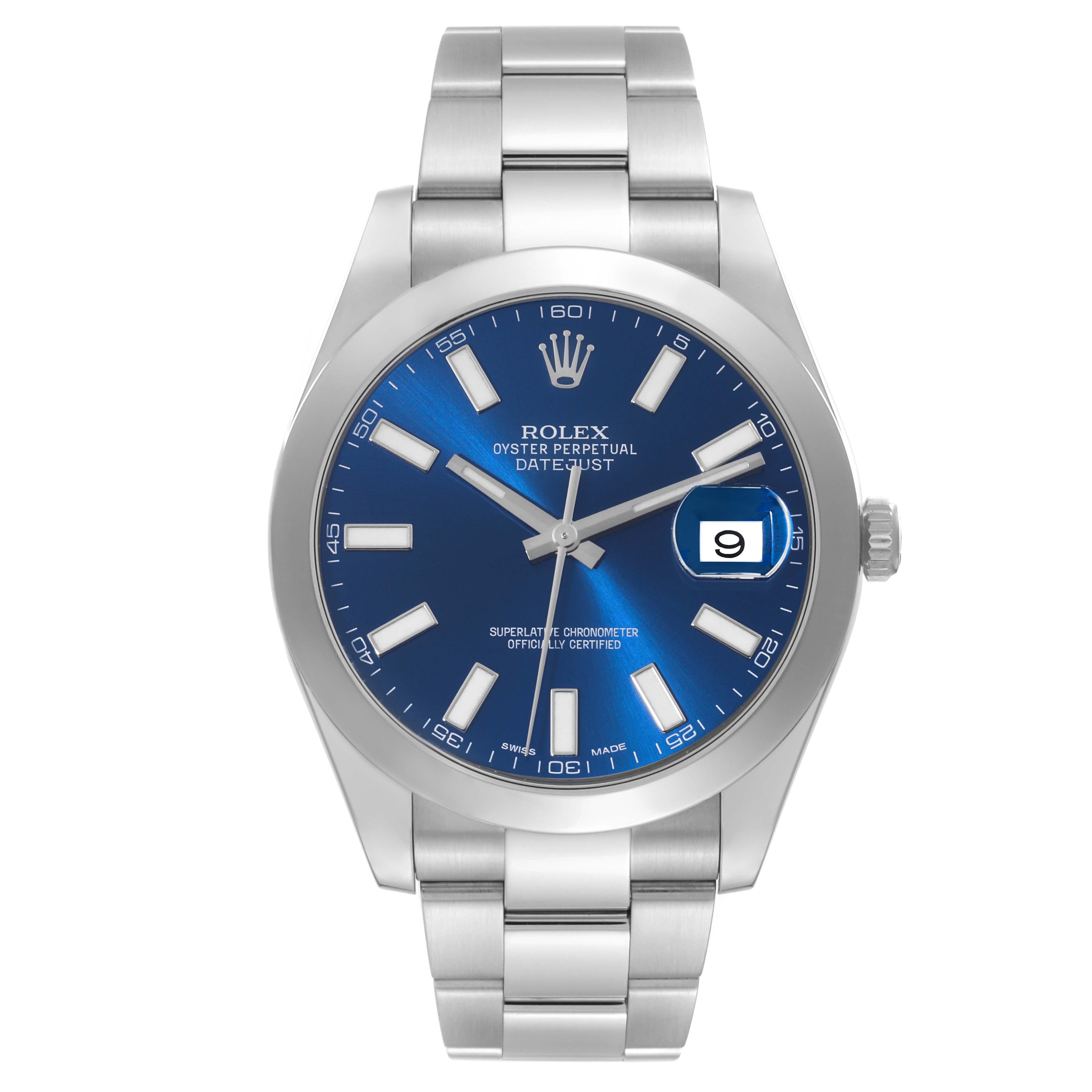 Rolex Datejust II 41 Blue Dial Steel Mens Watch 116300 4