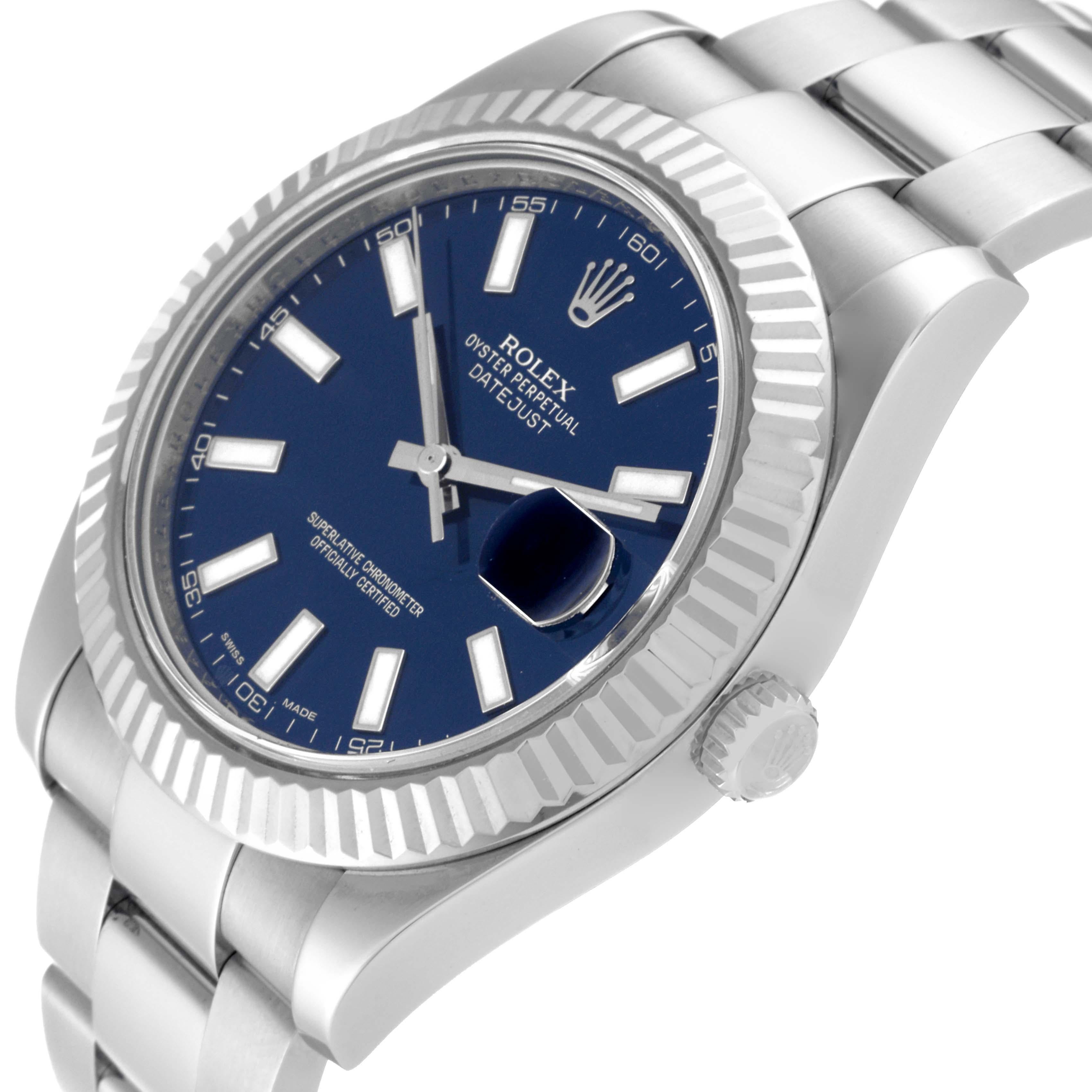 Rolex Datejust II 41 Blue Dial Steel White Gold Mens Watch 116334 For Sale 6