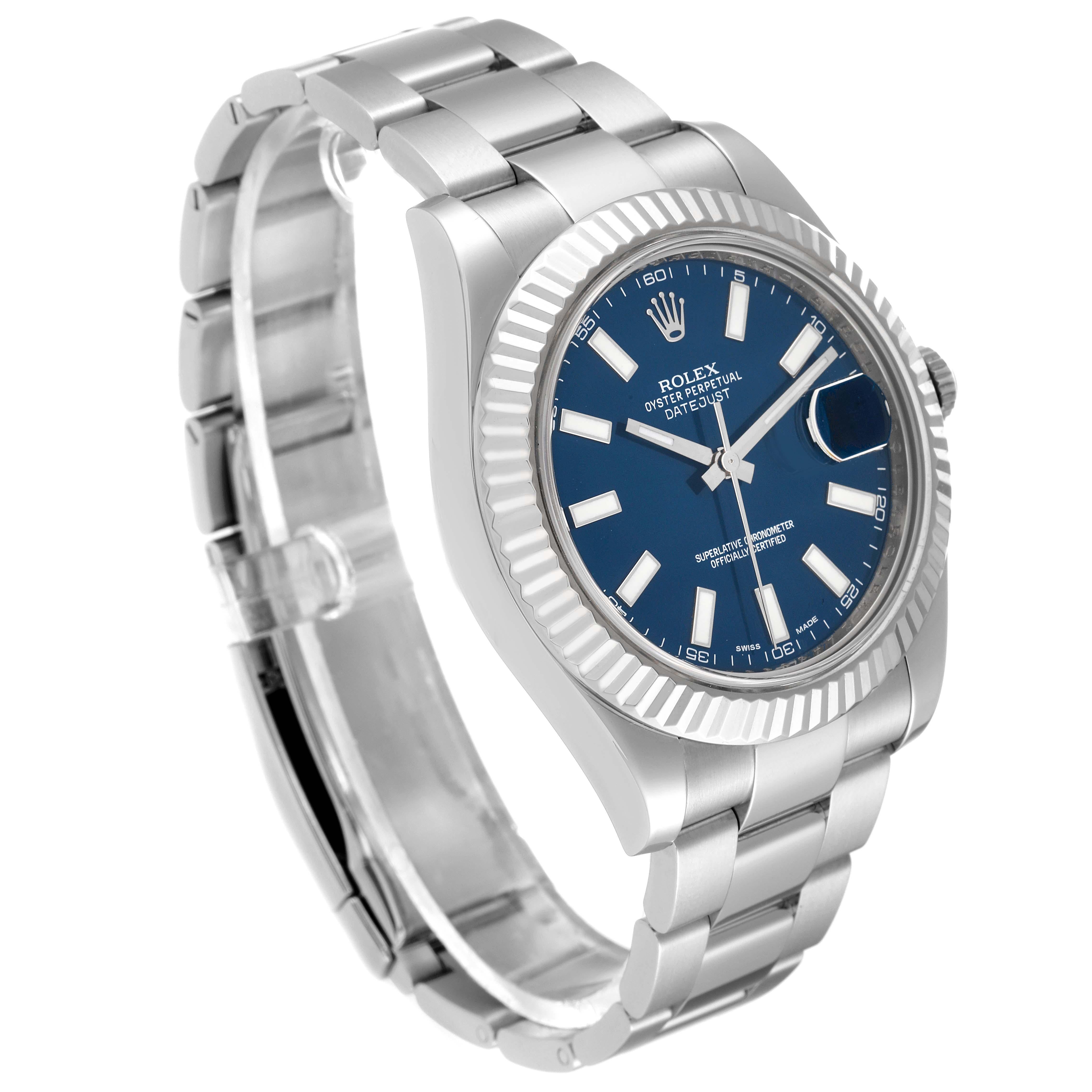 Rolex Datejust II 41 Blaues Zifferblatt Stahl-Weißgold-Herrenuhr 116334 im Zustand „Hervorragend“ in Atlanta, GA