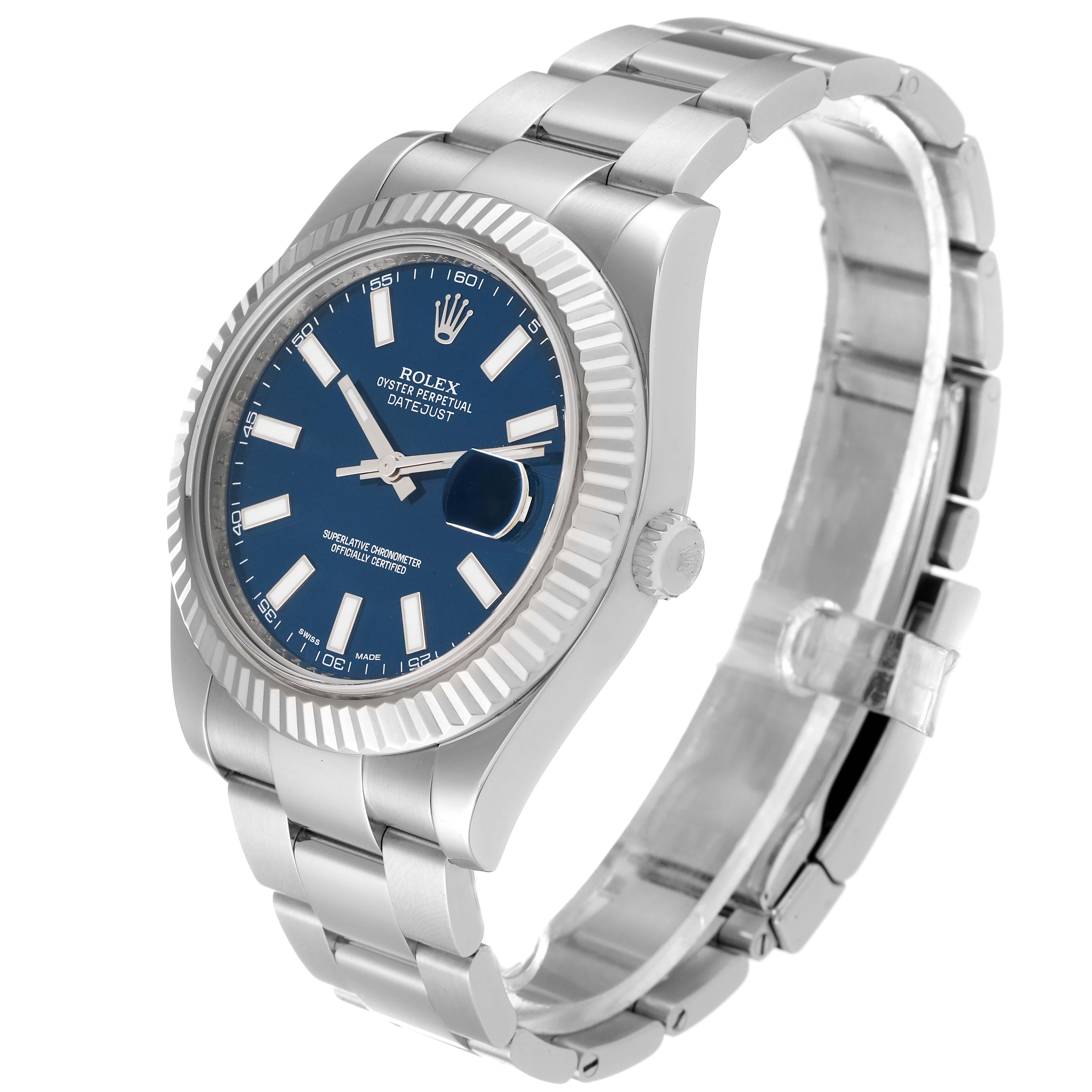 Rolex Datejust II 41 Blaues Zifferblatt Stahl-Weißgold-Herrenuhr 116334 1