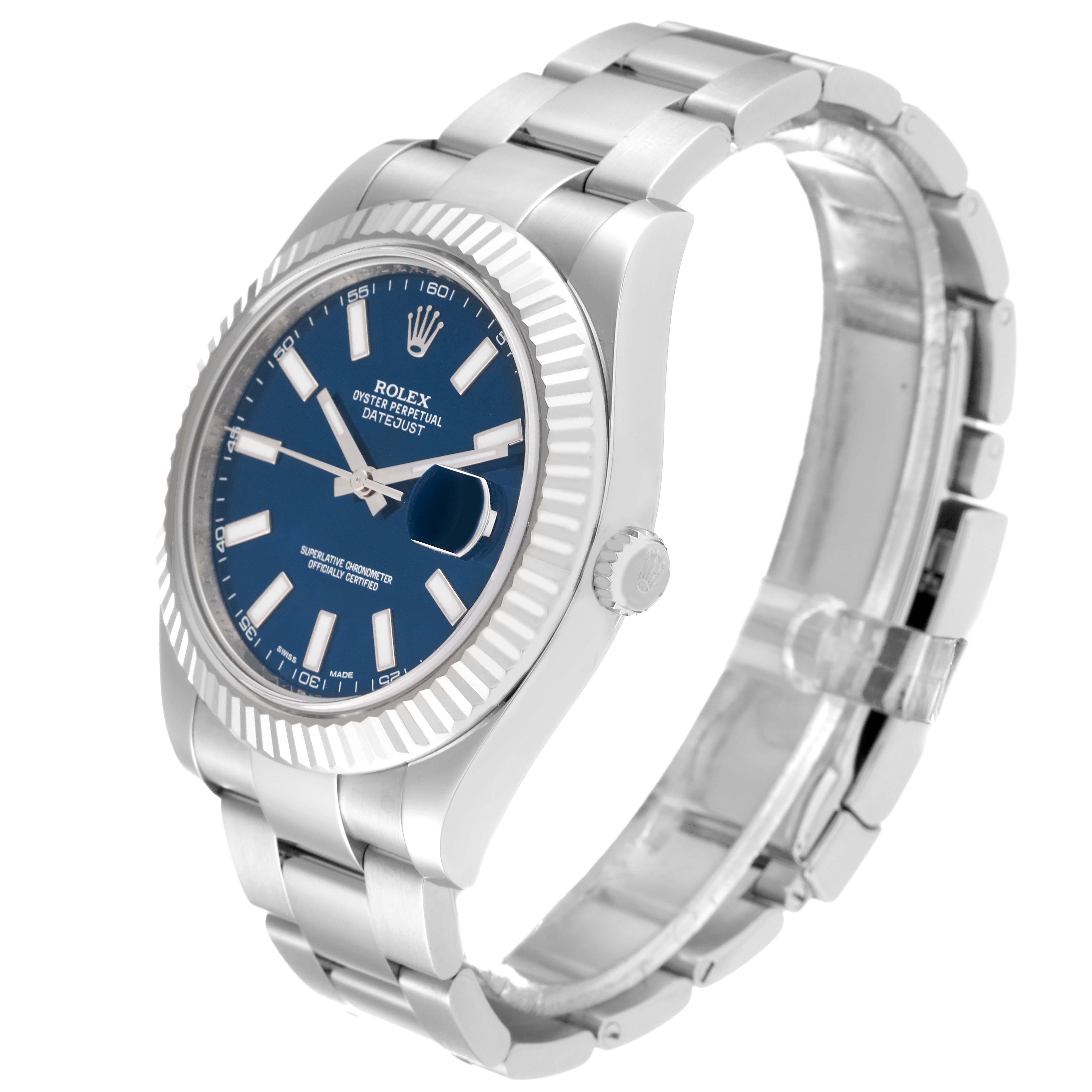 Men's Rolex Datejust II 41 Blue Dial Steel White Gold Mens Watch 116334