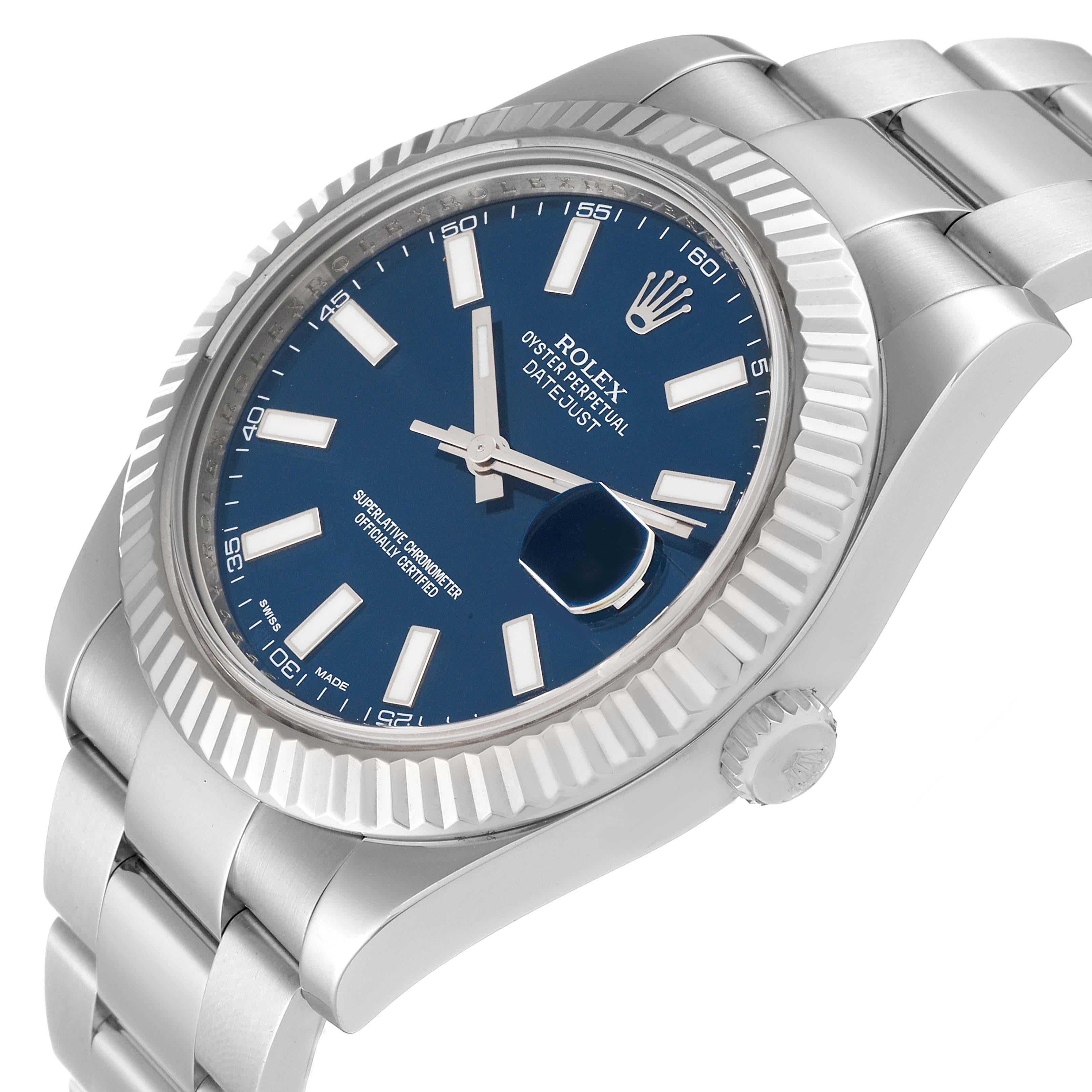 Rolex Datejust II 41 Blaues Zifferblatt Stahl-Weißgold-Herrenuhr 116334 2