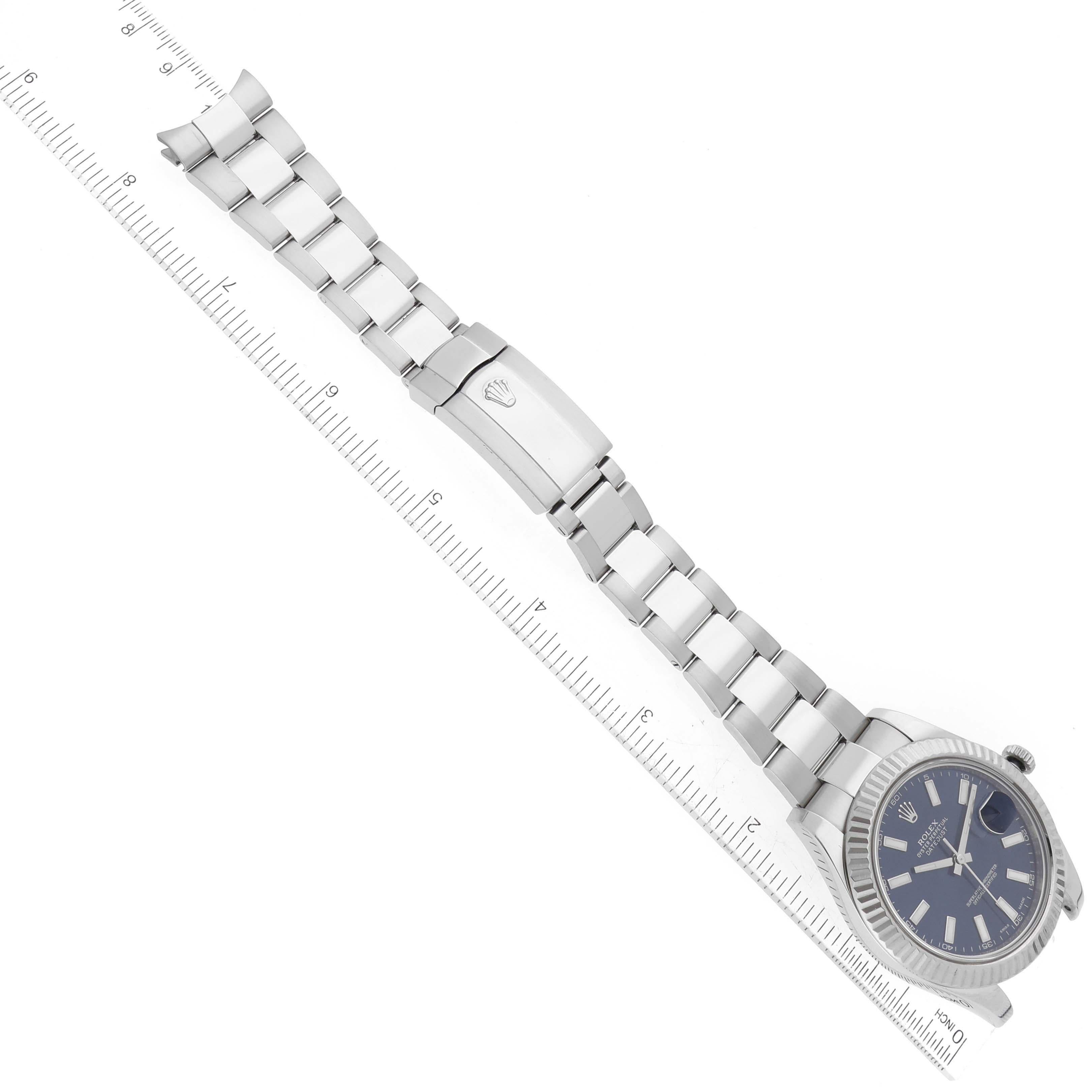Rolex Datejust II 41 Cadran bleu Acier Or blanc Montre Homme 116334 en vente 4