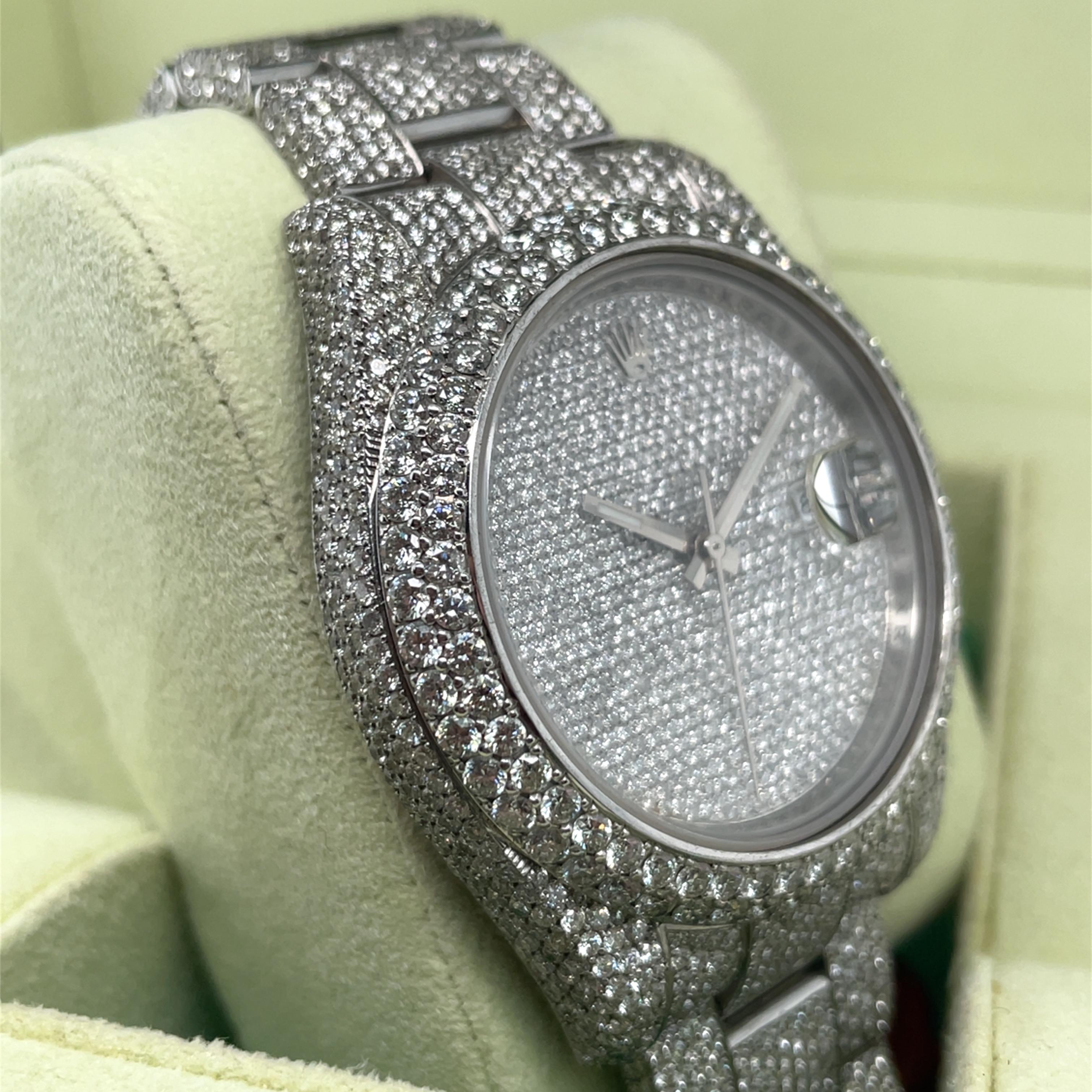 Contemporary Rolex, Datejust II 41 mm Diamond Iced Out Watch For Sale